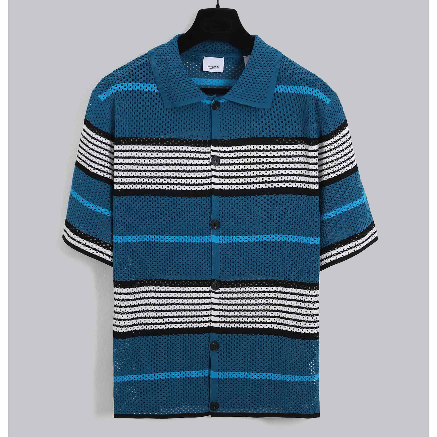 Burberry Short-sleeve Stripe Print Nylon Oversized Shirt & Shorts - DesignerGu