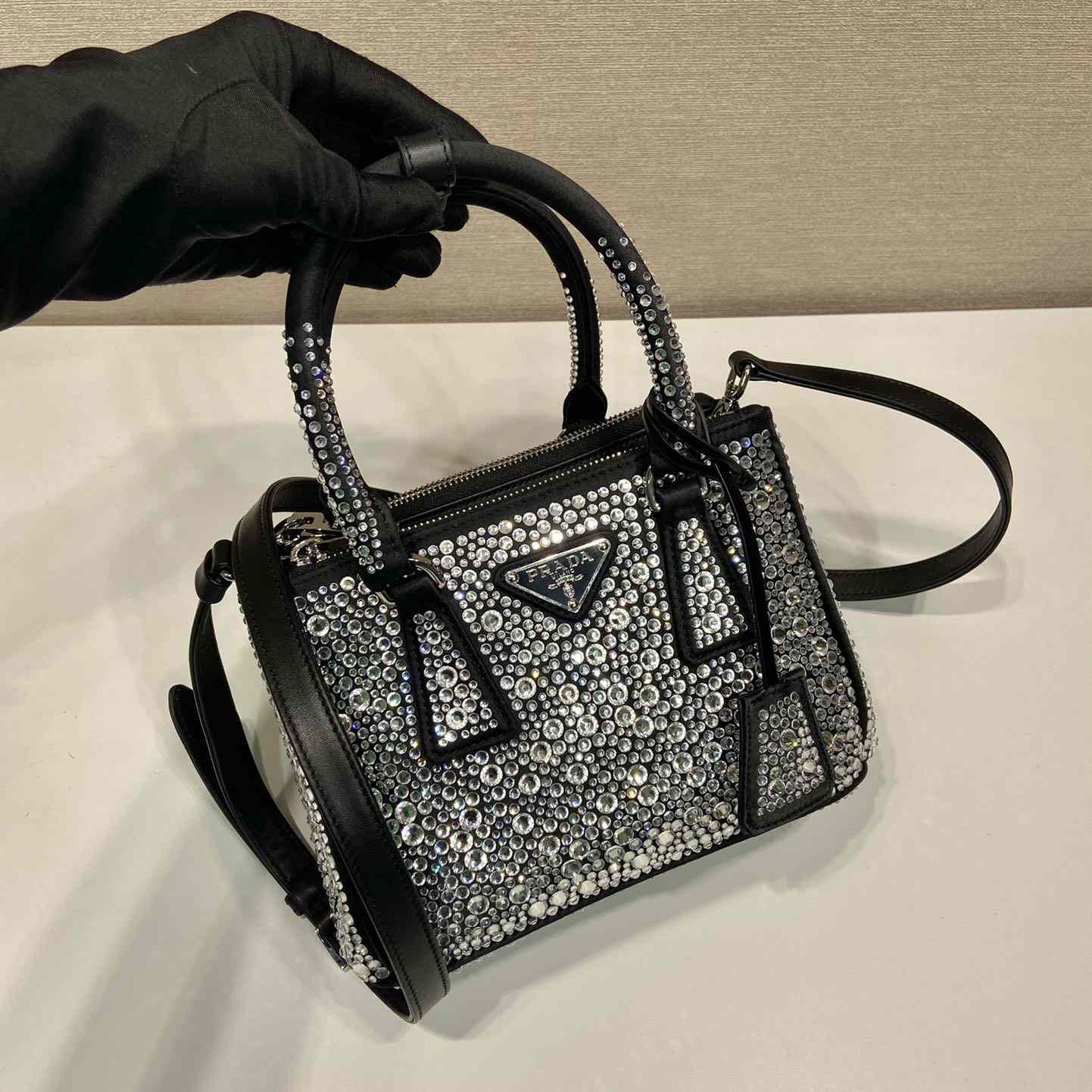 Prada Galleria Satin Mini-bag With Crystals - DesignerGu