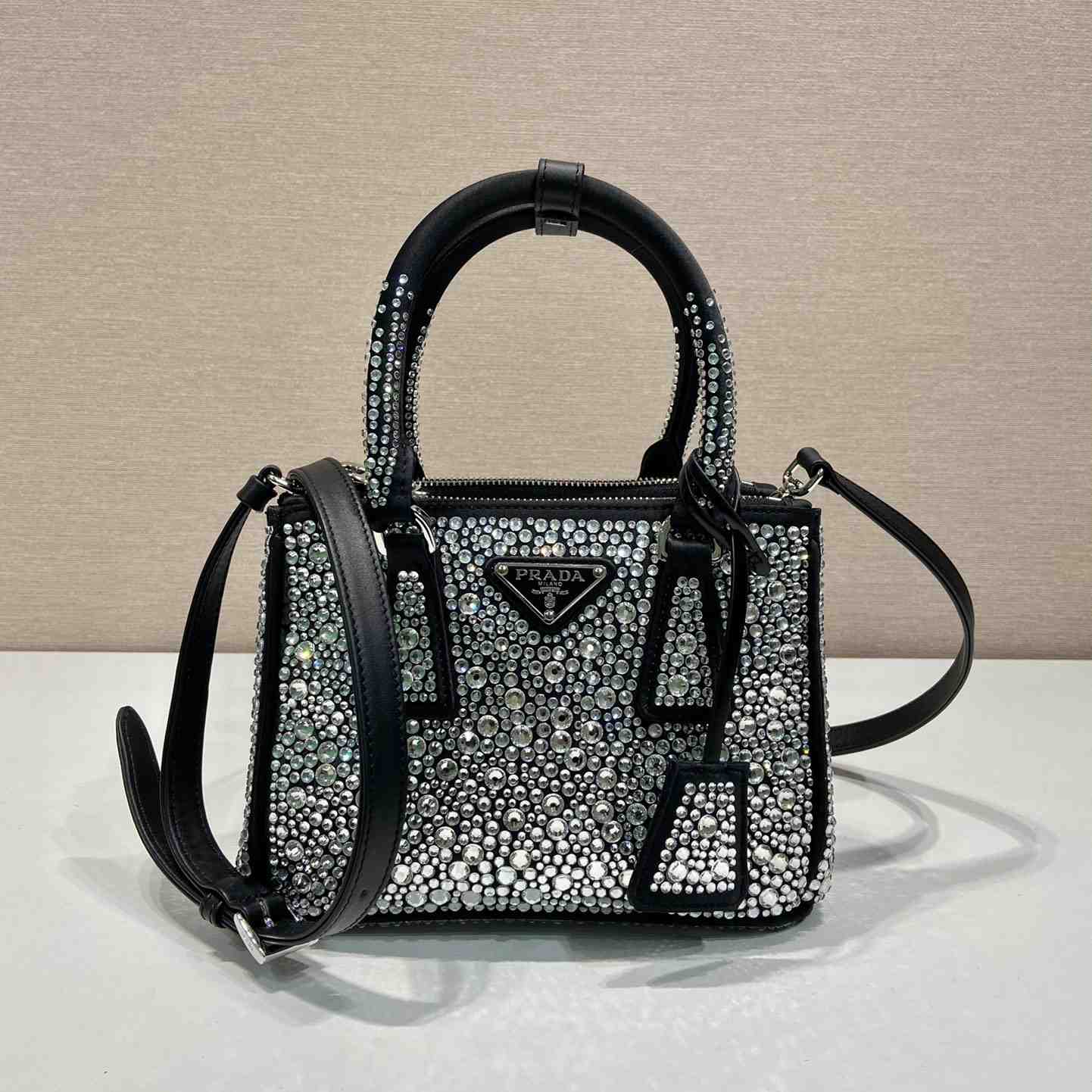 Prada Galleria Satin Mini-bag With Crystals - DesignerGu