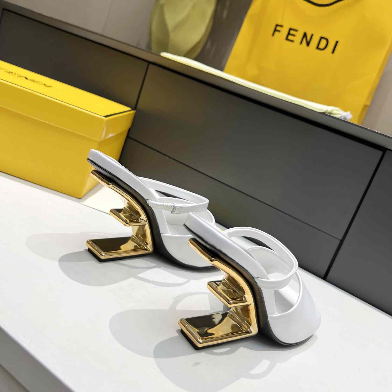 Fendi First White Leather High-Heeled Sandals - DesignerGu