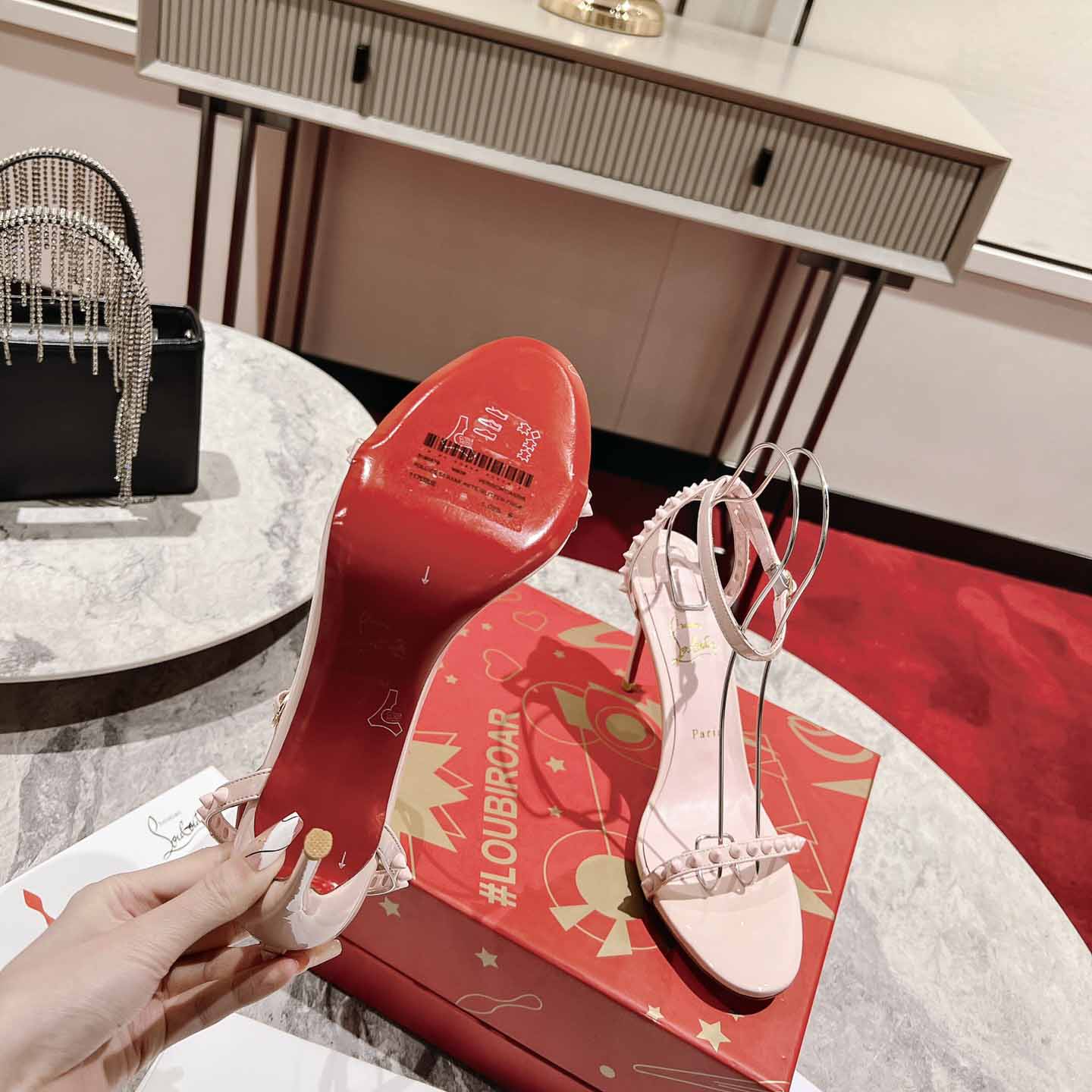 Christian Louboutin Nudes Rosalie Leather Sandals - DesignerGu