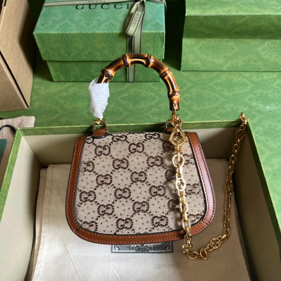 Gucci Bamboo 1947 Mini Top Handle Bag(17-12.5-8cm)   - DesignerGu