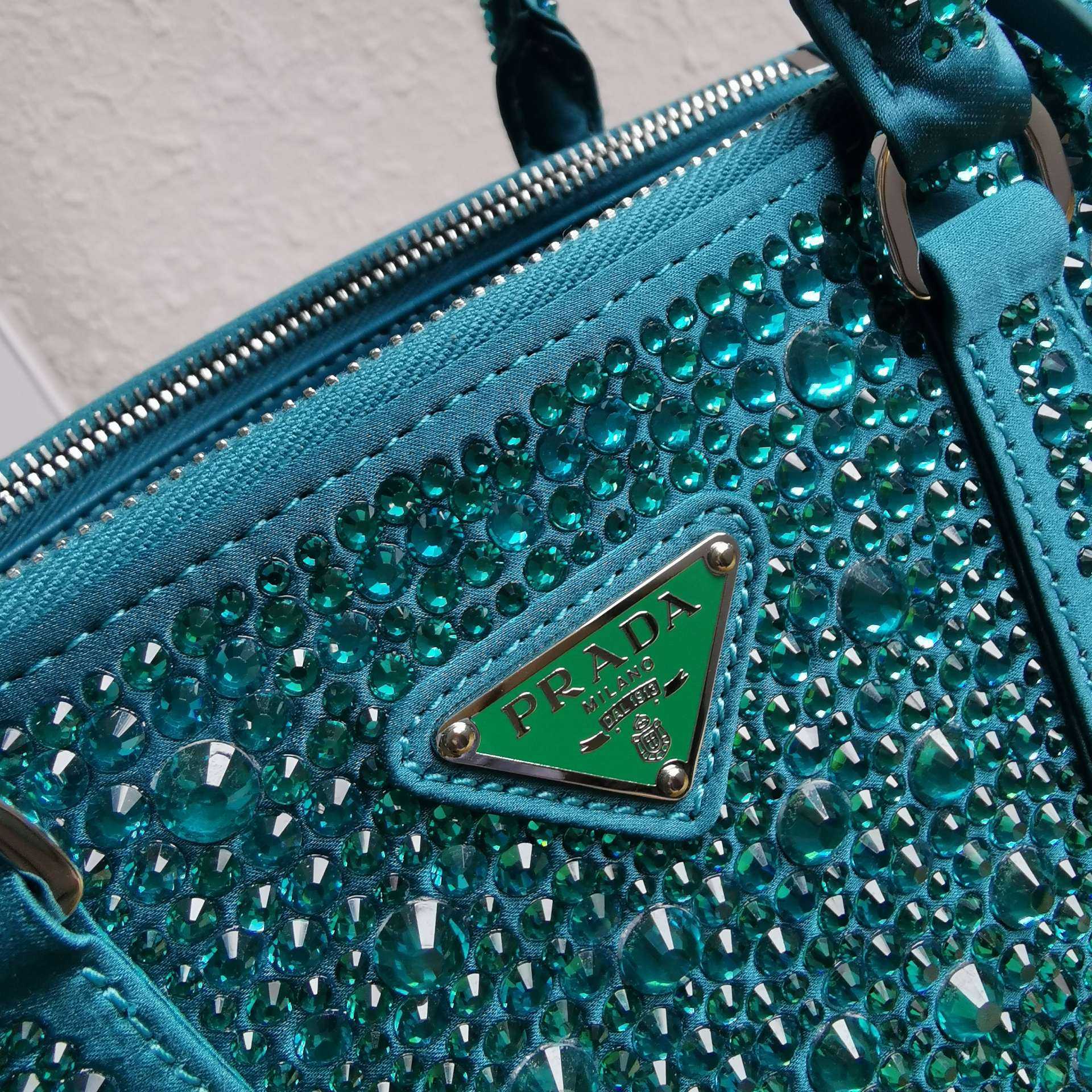 Prada Galleria satin Mini-Bag With Crystals - DesignerGu