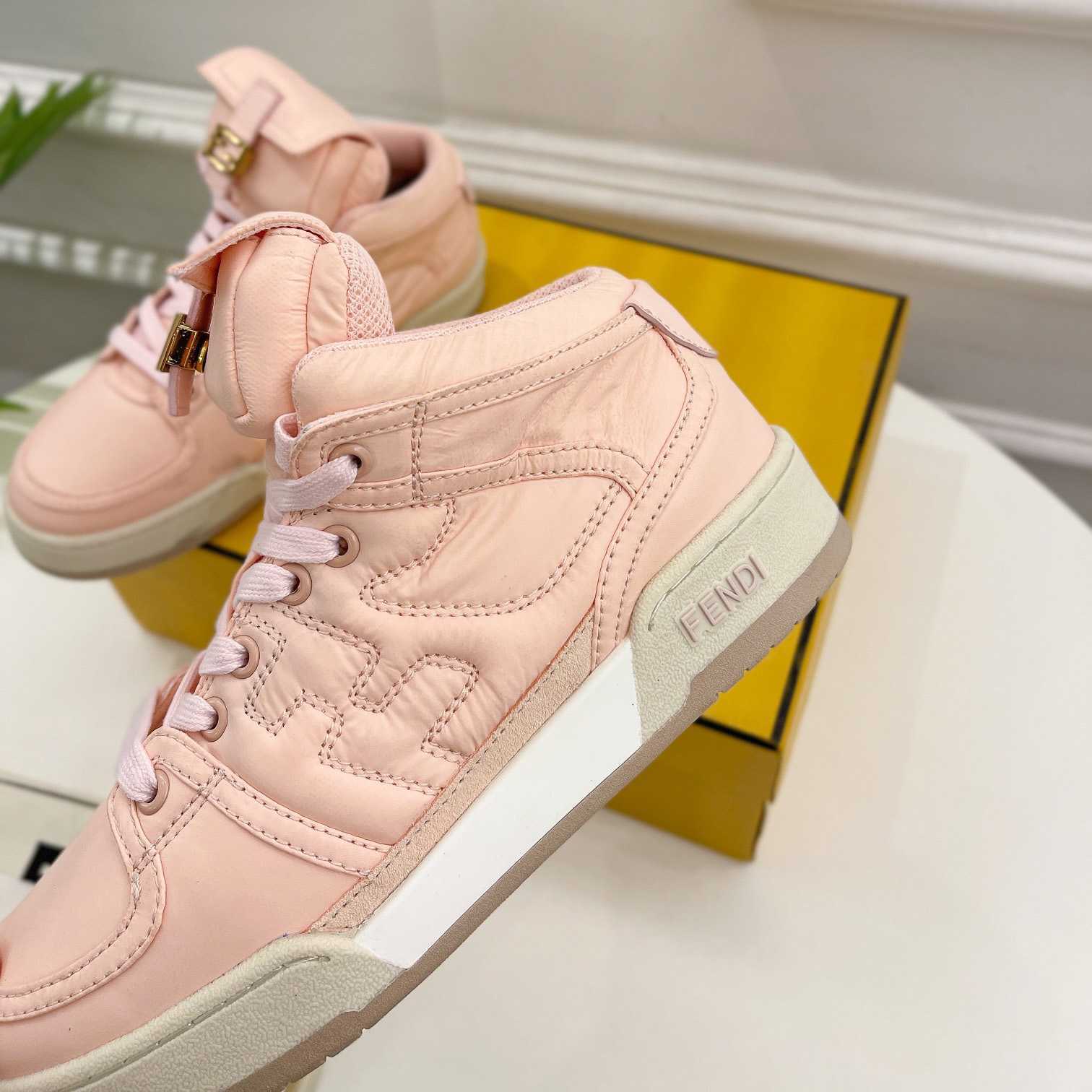 Fendi Match Pink Nylon High-Tops Sneaker - DesignerGu