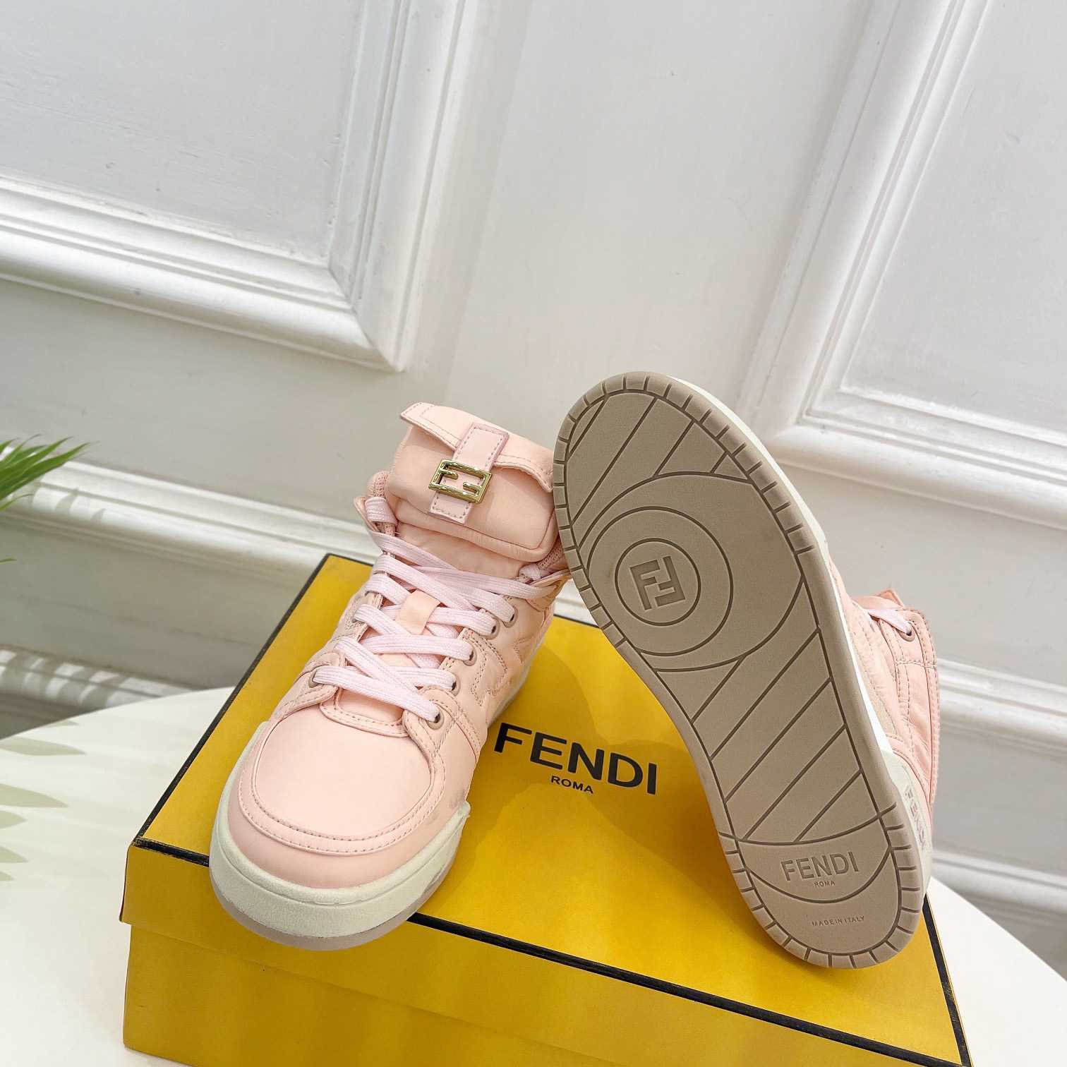 Fendi Match Pink Nylon High-Tops Sneaker - DesignerGu