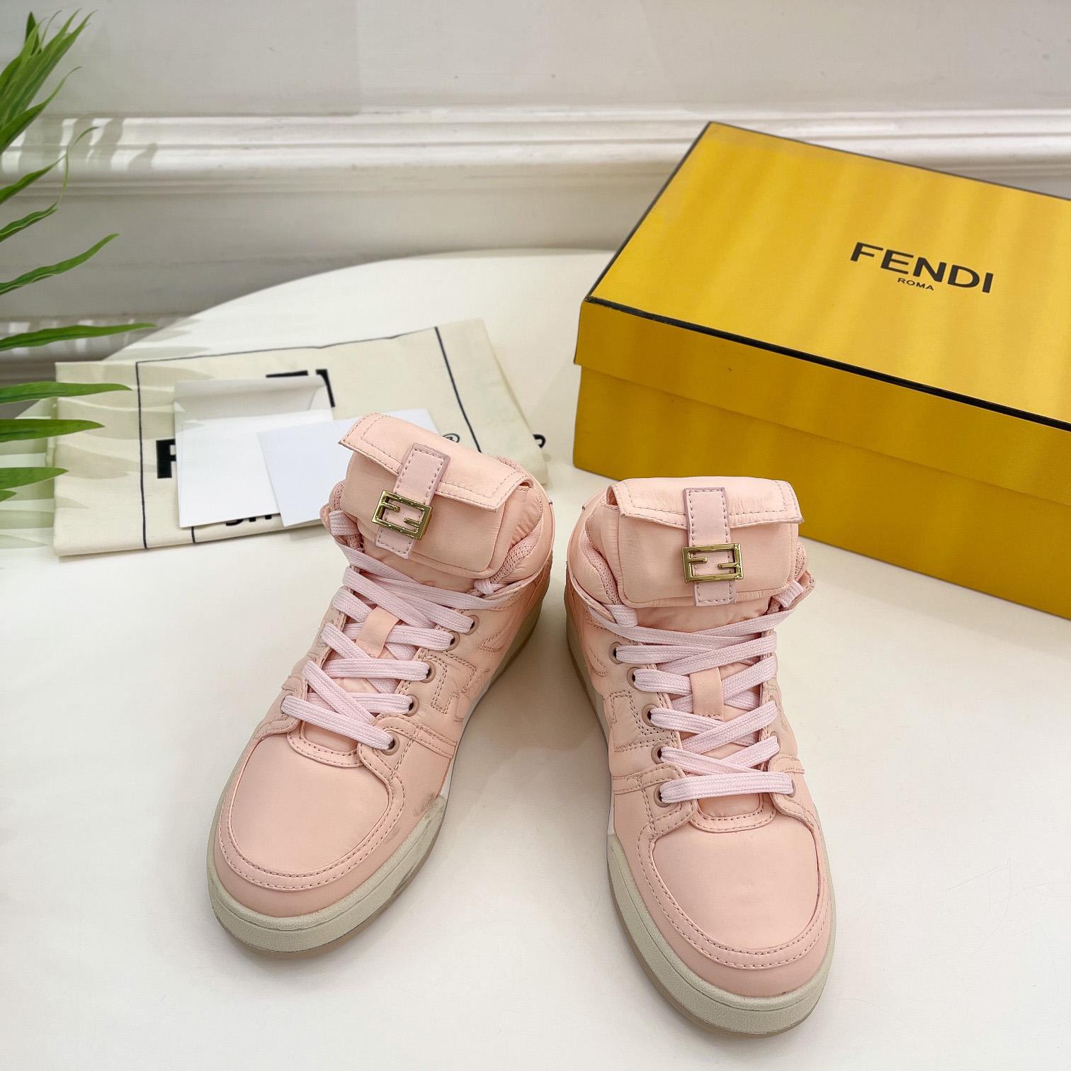 Fendi Match Pink Nylon High-Tops Sneaker - DesignerGu