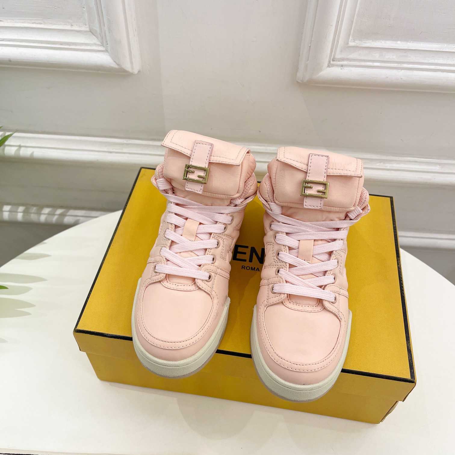 Fendi Match Pink Nylon High-Tops Sneaker - DesignerGu