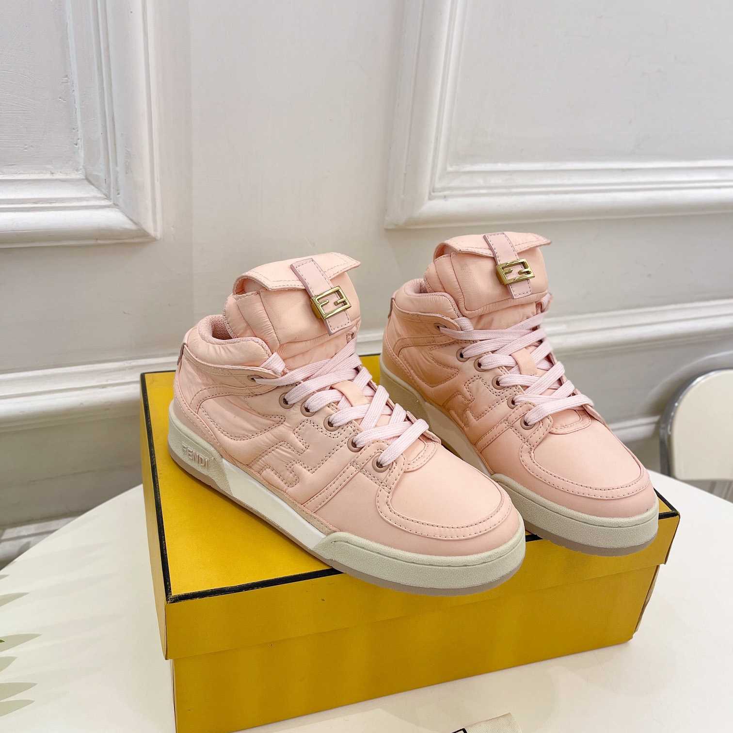 Fendi Match Pink Nylon High-Tops Sneaker - DesignerGu