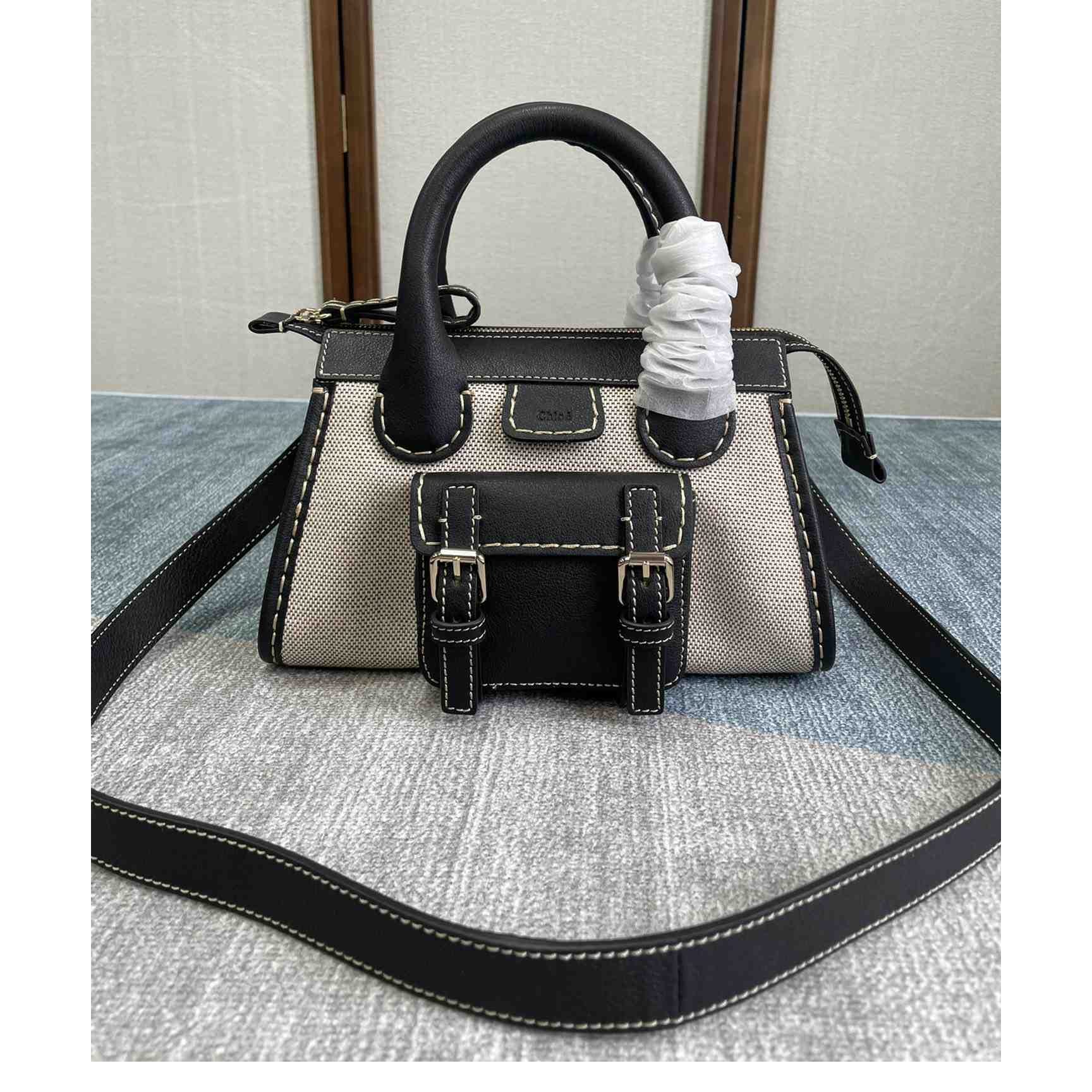 Chloe Edith Beige Black Mini In Shoulder Bags(26.5-16-11cm) - DesignerGu