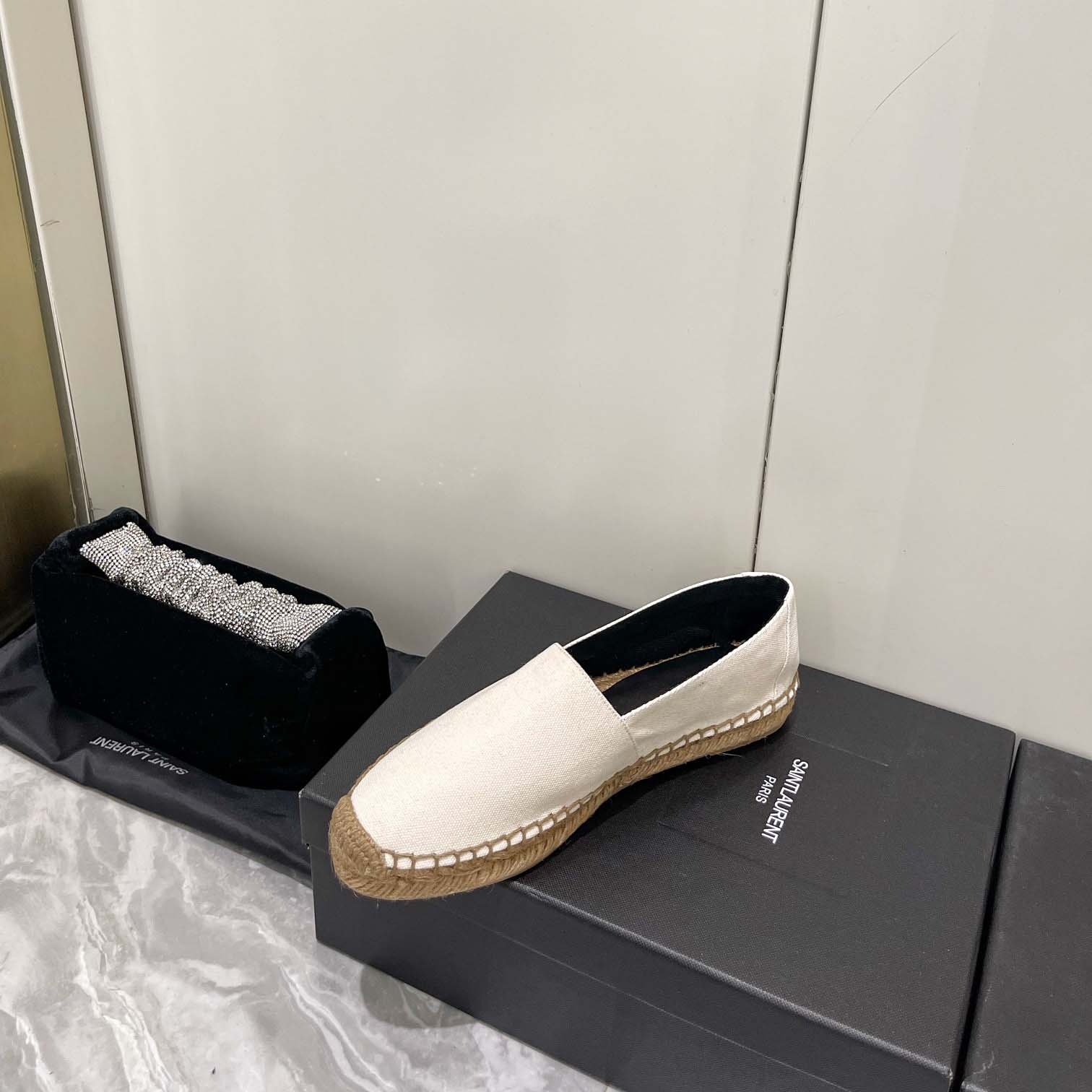 Saint Laurent Cassandre Embroidered Espadrilles In Canvas - DesignerGu