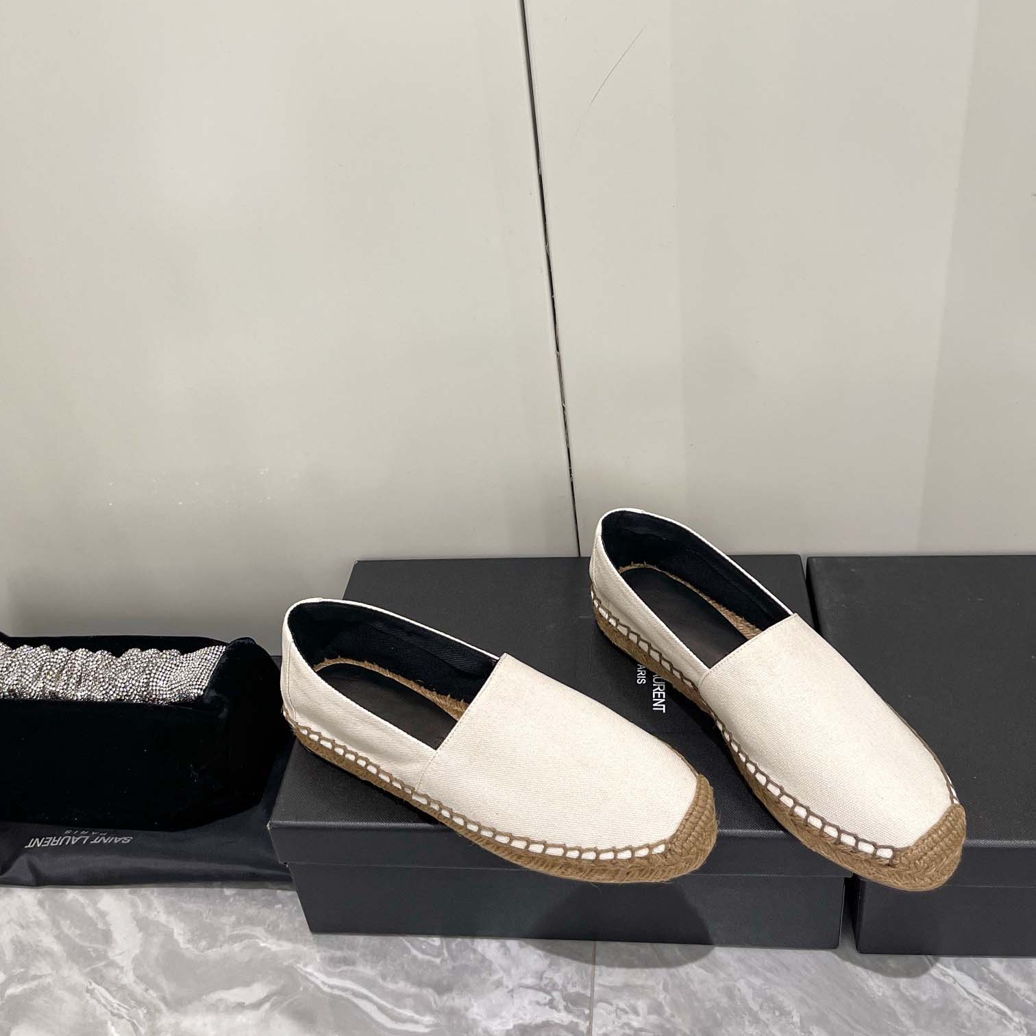 Saint Laurent Cassandre Embroidered Espadrilles In Canvas - DesignerGu