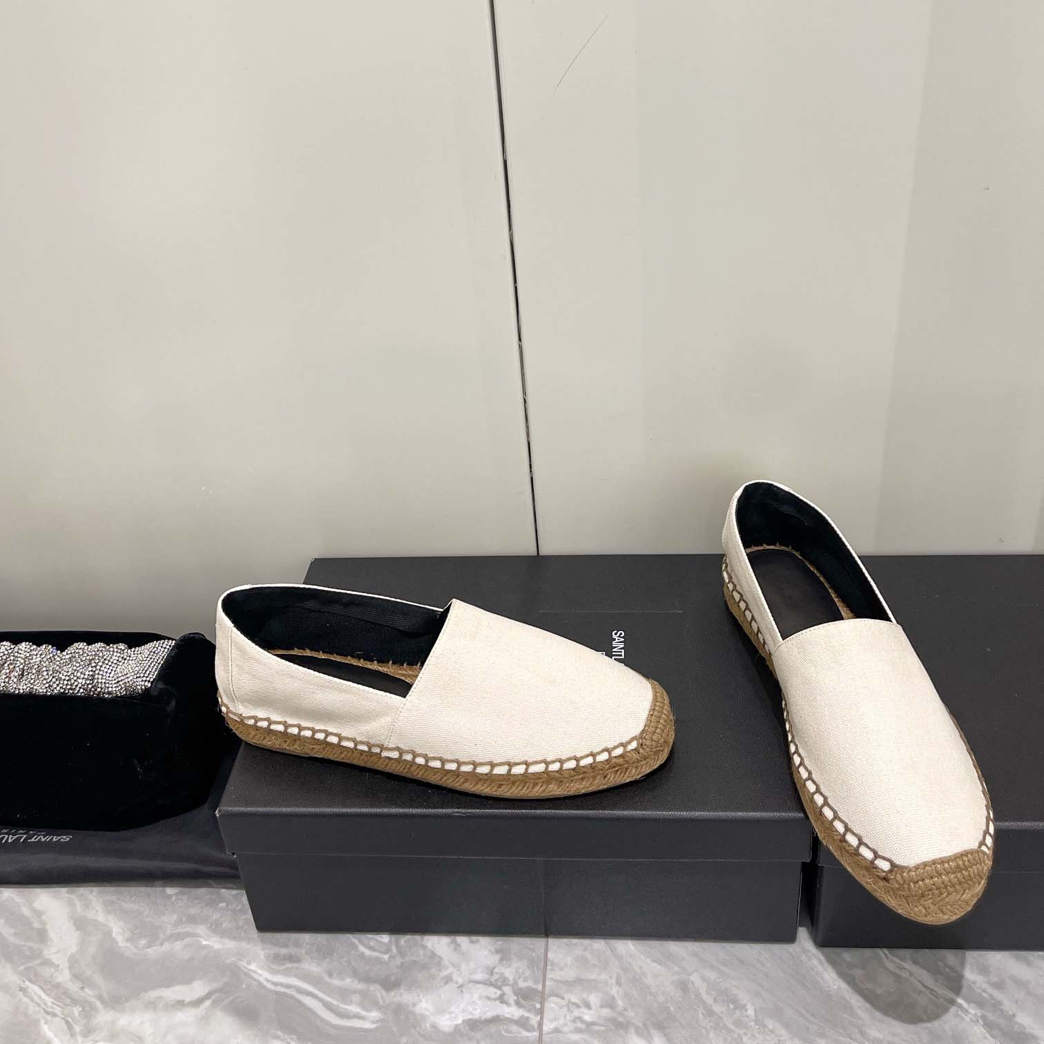 Saint Laurent Cassandre Embroidered Espadrilles In Canvas - DesignerGu