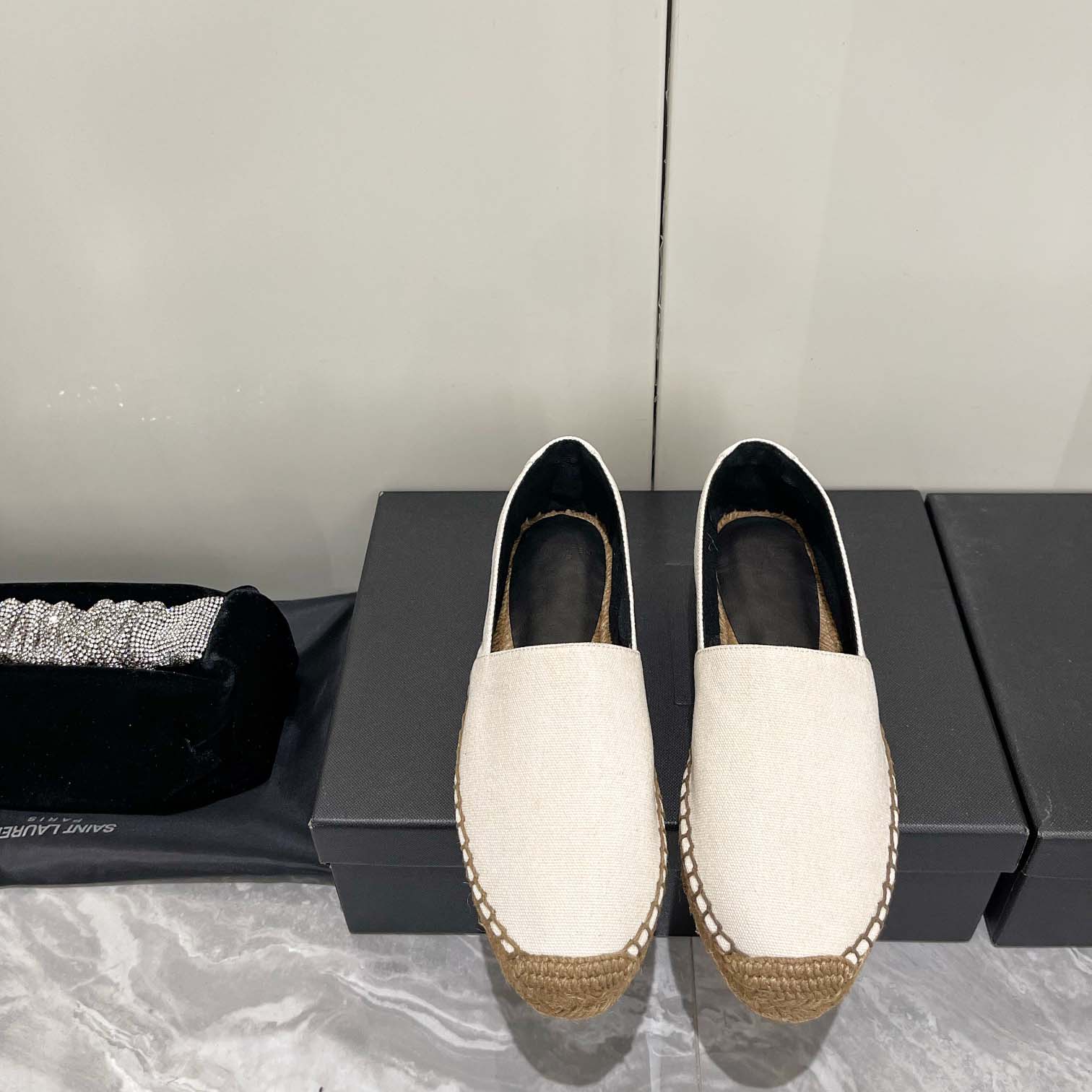 Saint Laurent Cassandre Embroidered Espadrilles In Canvas - DesignerGu