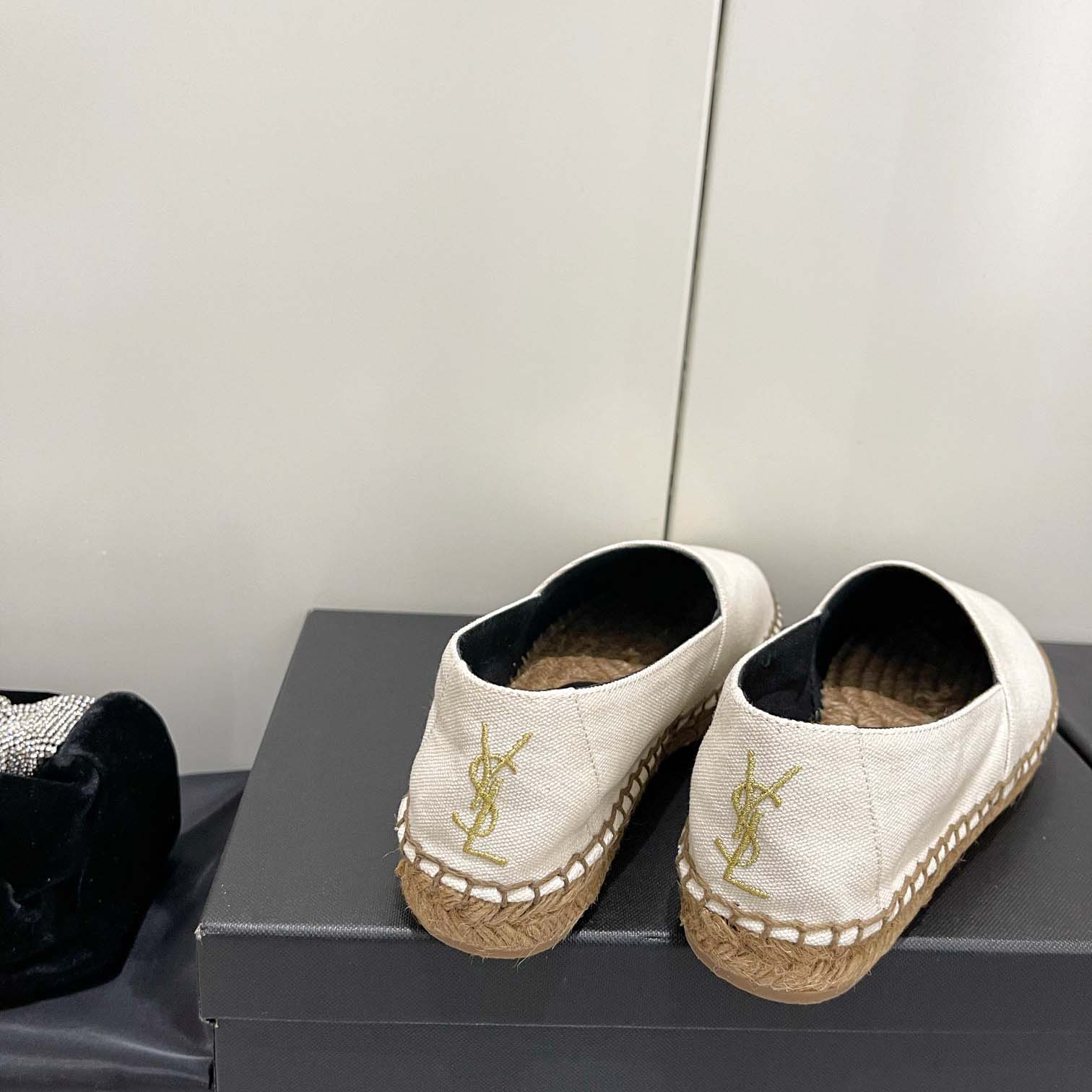 Saint Laurent Cassandre Embroidered Espadrilles In Canvas - DesignerGu