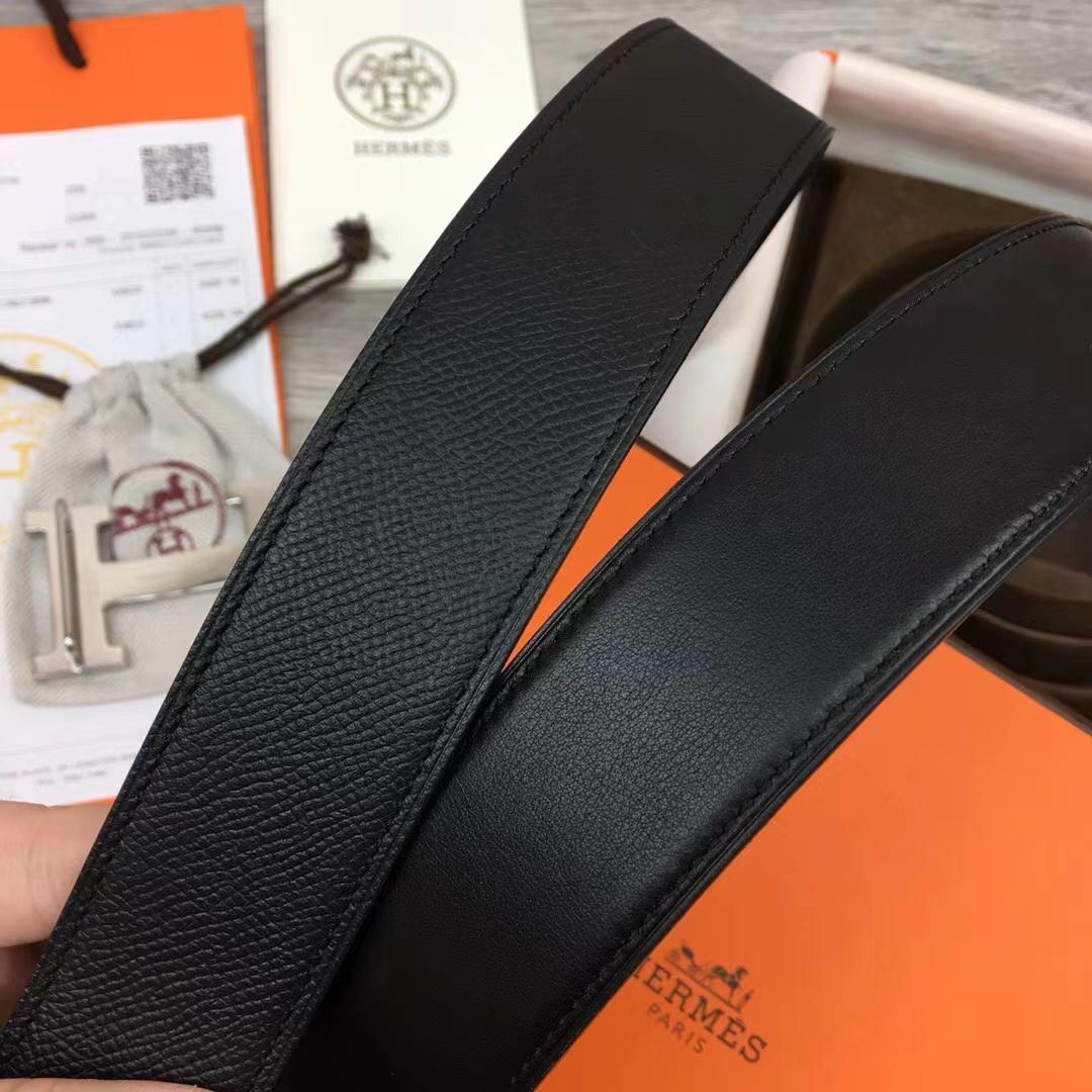 Hermes Black Leather Belt - DesignerGu