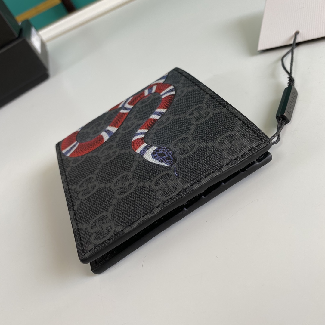 Gucci Kingsnake Print GG Supreme Wallet(11-9-1.5cm)    - DesignerGu
