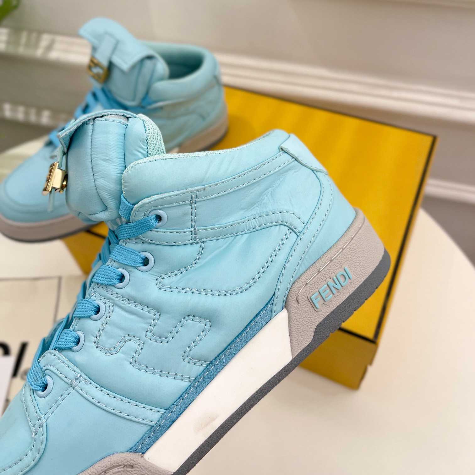 Fendi Match Turquoise Nylon High-Tops Sneaker - DesignerGu