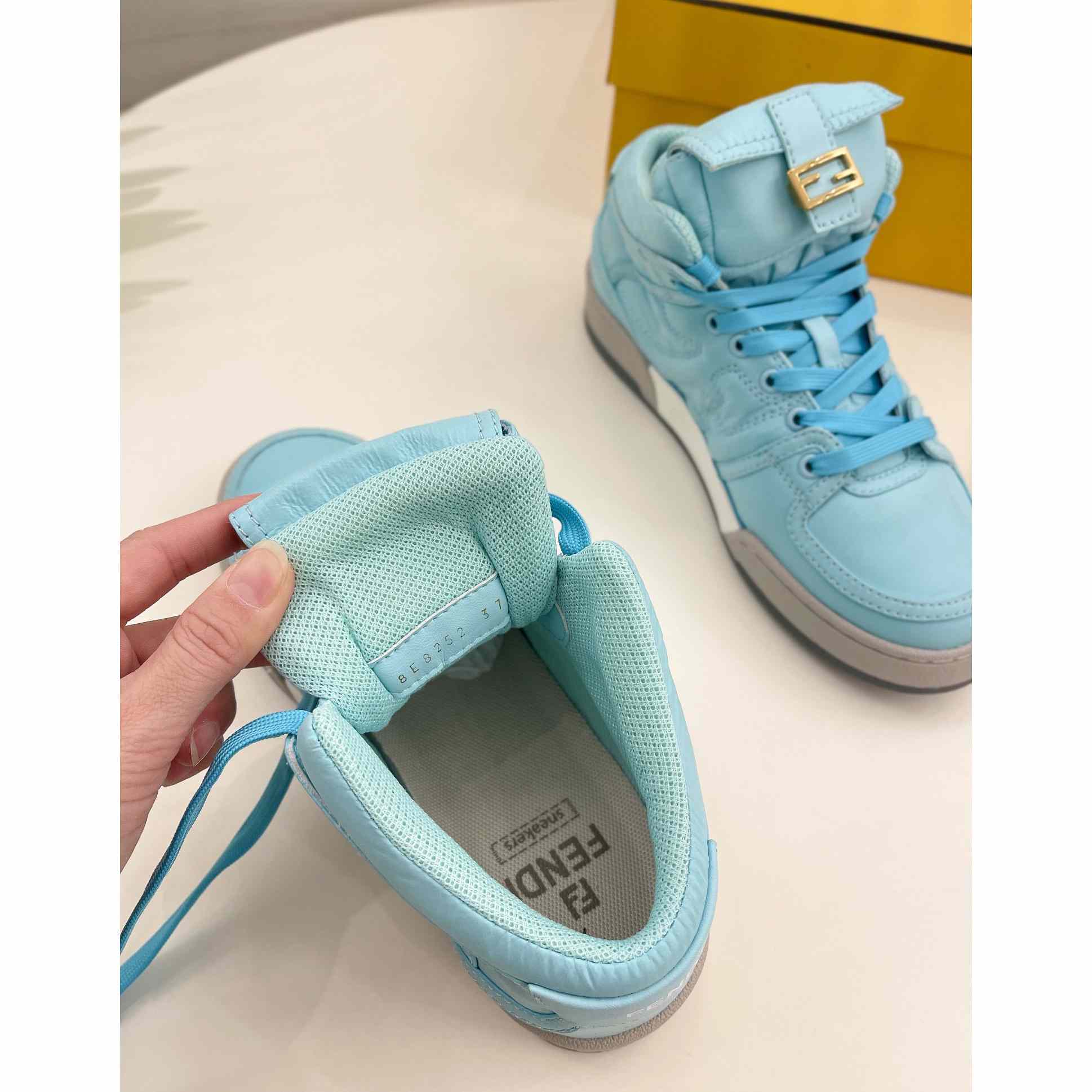 Fendi Match Turquoise Nylon High-Tops Sneaker - DesignerGu