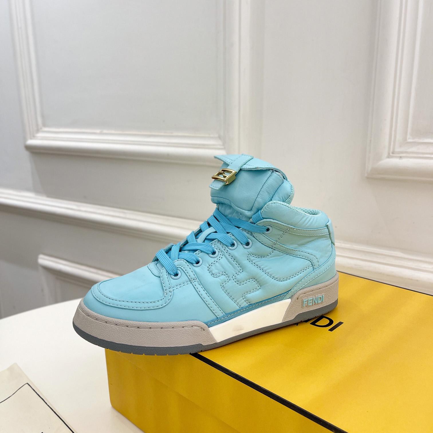 Fendi Match Turquoise Nylon High-Tops Sneaker - DesignerGu