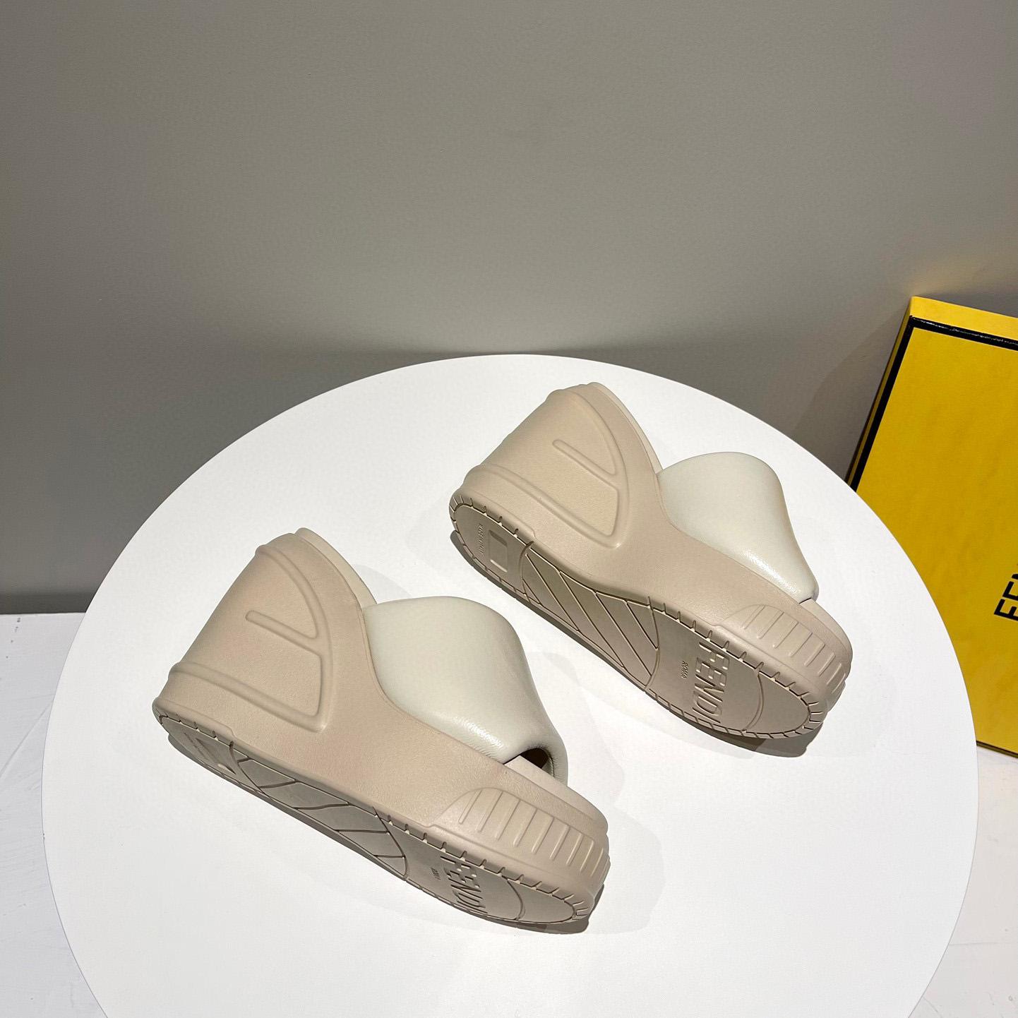 Fendi Fashion Show Beige Nappa Leather Slides - DesignerGu