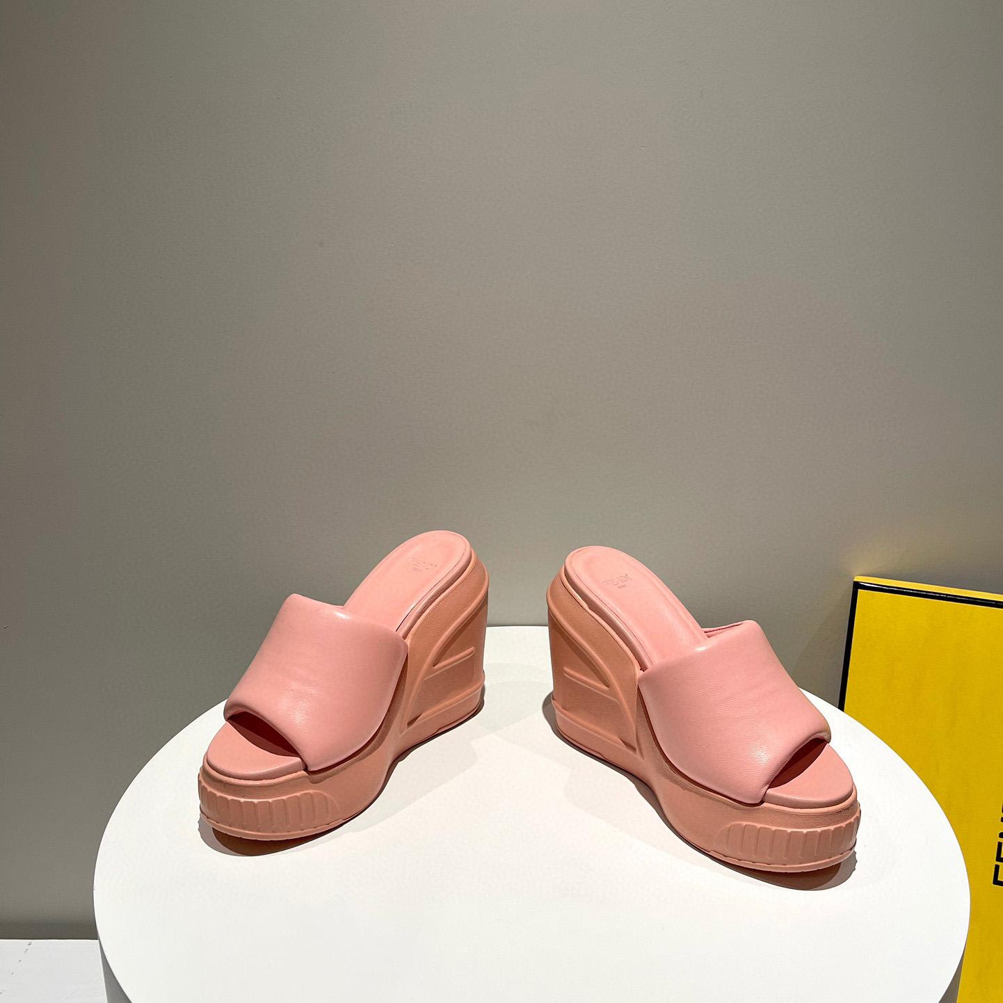 Fendi Fashion Show Pink Nappa Leather Slides - DesignerGu