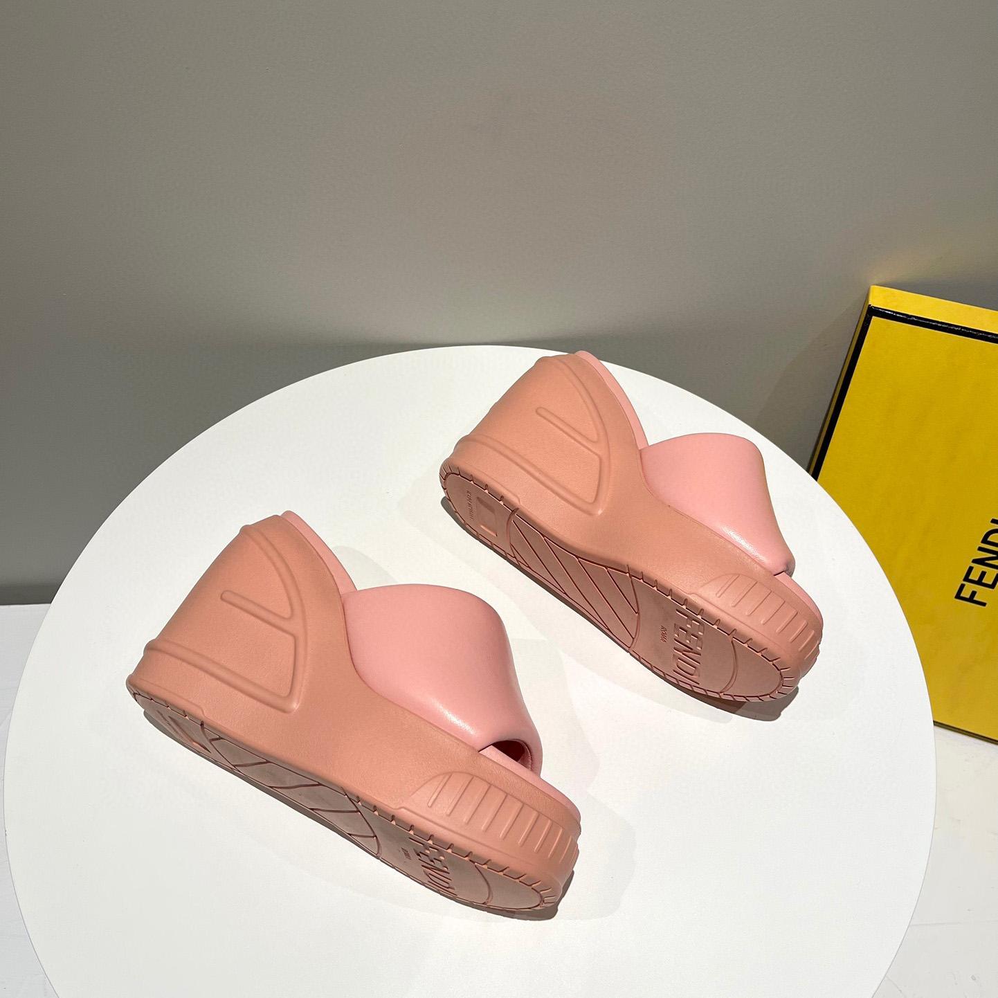 Fendi Fashion Show Pink Nappa Leather Slides - DesignerGu