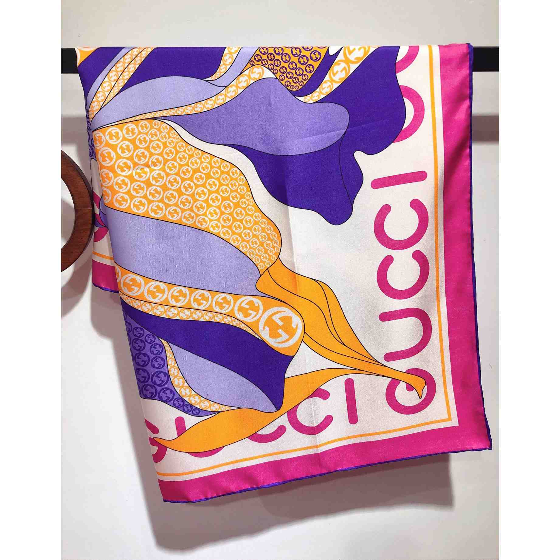 Gucci Maxi Flower Print Silk Scarf - DesignerGu