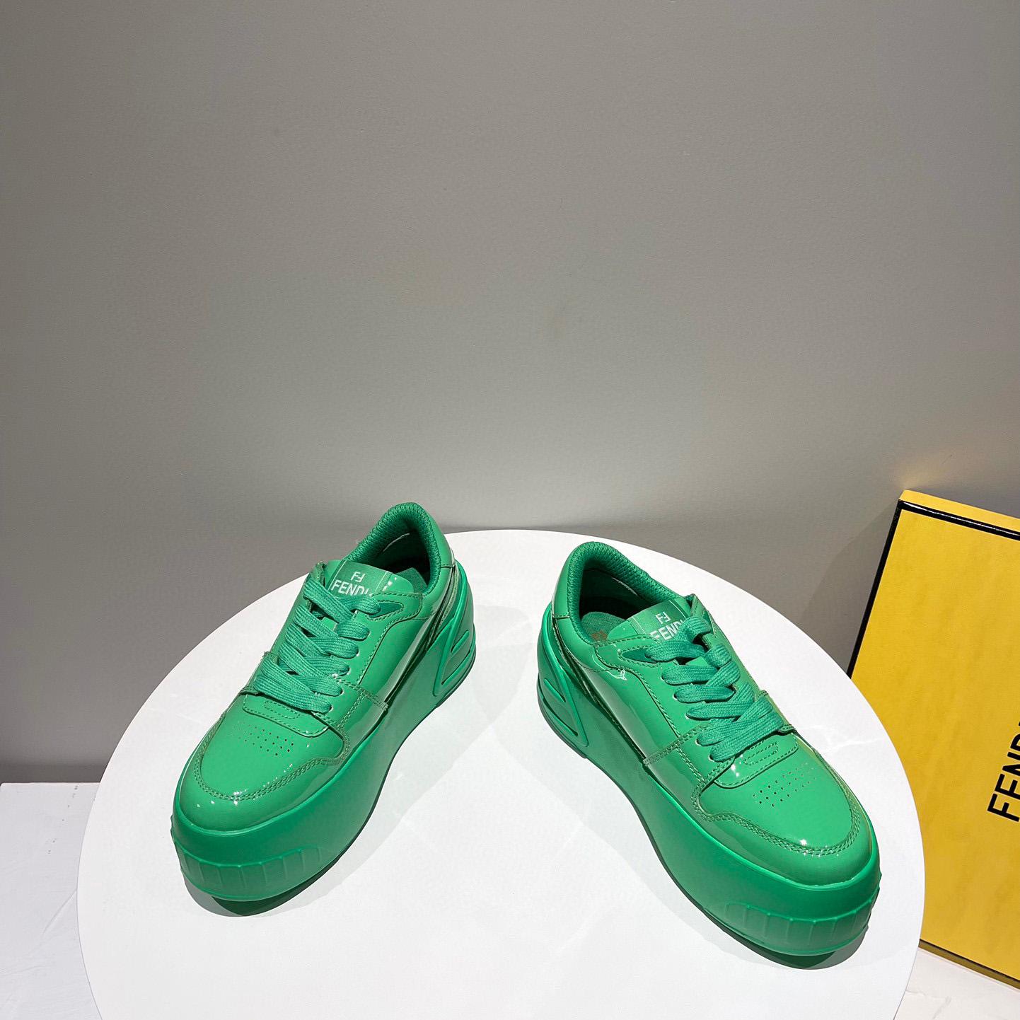 Fendi Fashion Show Green Leather Low-Tops Sneaker  - DesignerGu