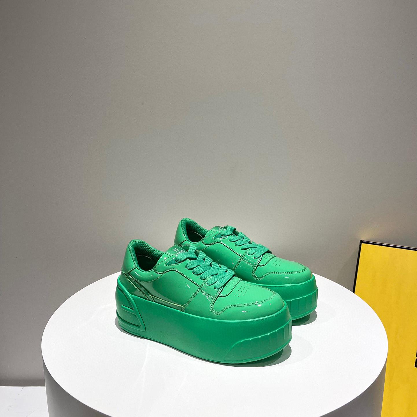 Fendi Fashion Show Green Leather Low-Tops Sneaker  - DesignerGu