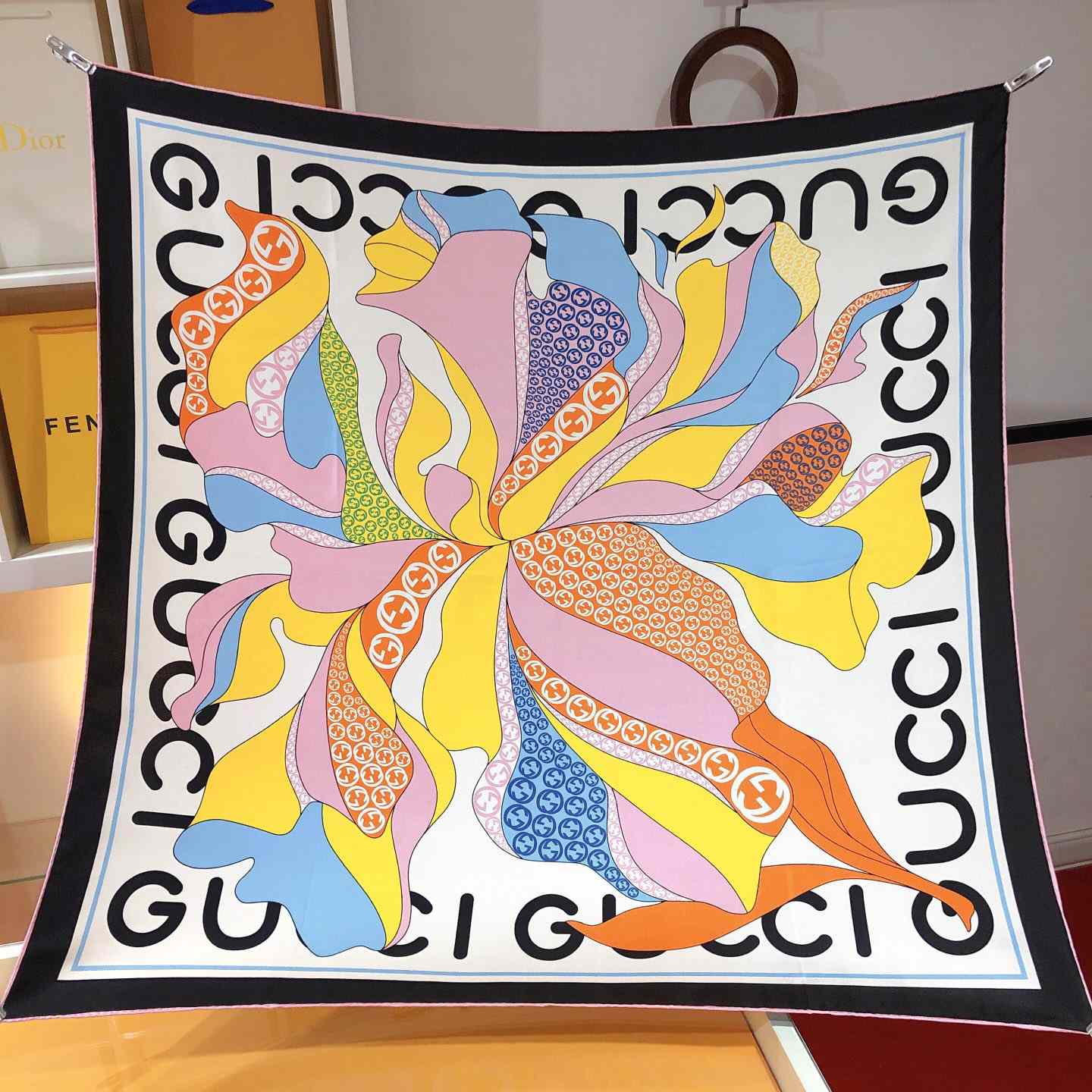 Gucci Maxi Flower Print Silk Scarf - DesignerGu