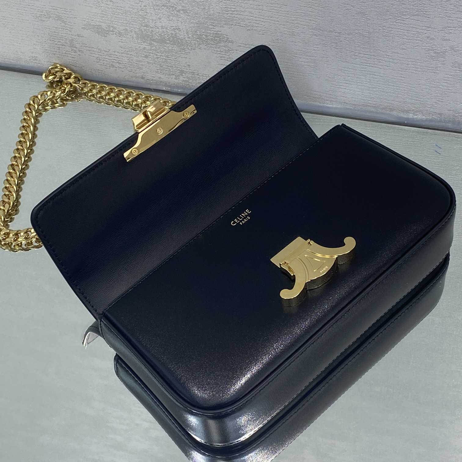 Celine Chain Box Triomphe Bag In Shiny Calfskin - DesignerGu