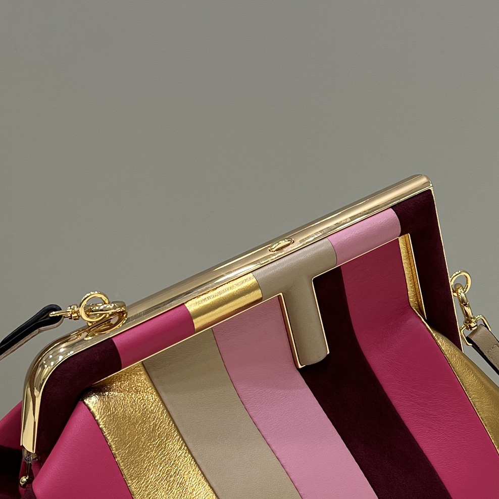 Fendi First Small Leather Bag With Multicolour Inlay - DesignerGu