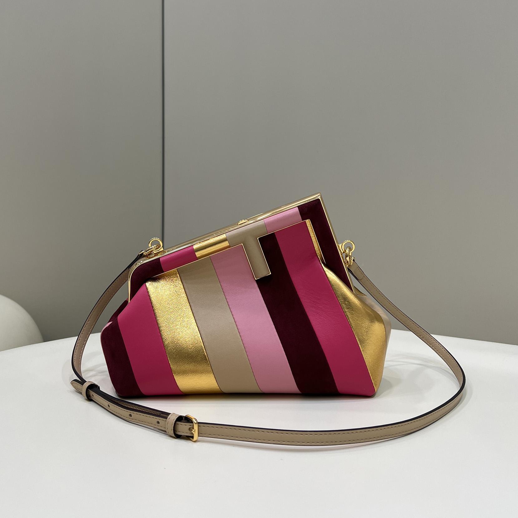 Fendi First Small Leather Bag With Multicolour Inlay - DesignerGu