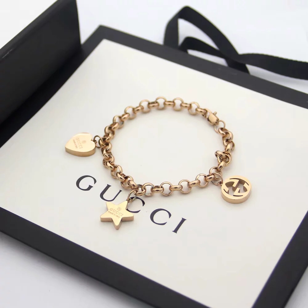 Gucci Sliver Bracelet With Gucci Charms - DesignerGu