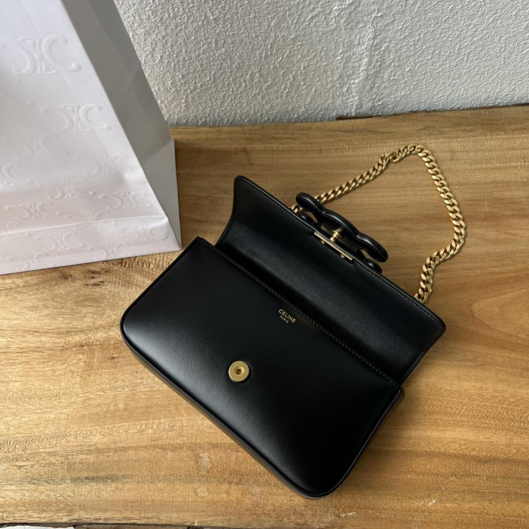 Celine Chain Shoulder Bag Cuir Triomphe In Shiny Calfskin - DesignerGu