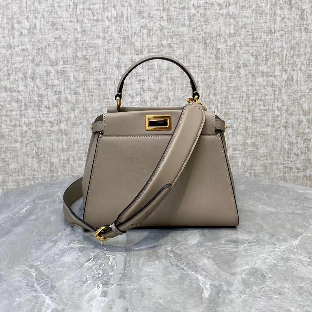 Fendi Peekaboo Mini Dove Gray Leather Bag - DesignerGu