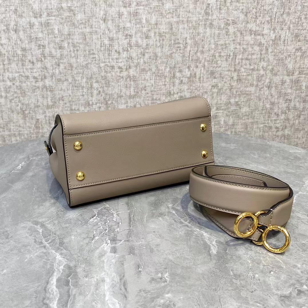 Fendi Peekaboo Mini Dove Gray Leather Bag - DesignerGu