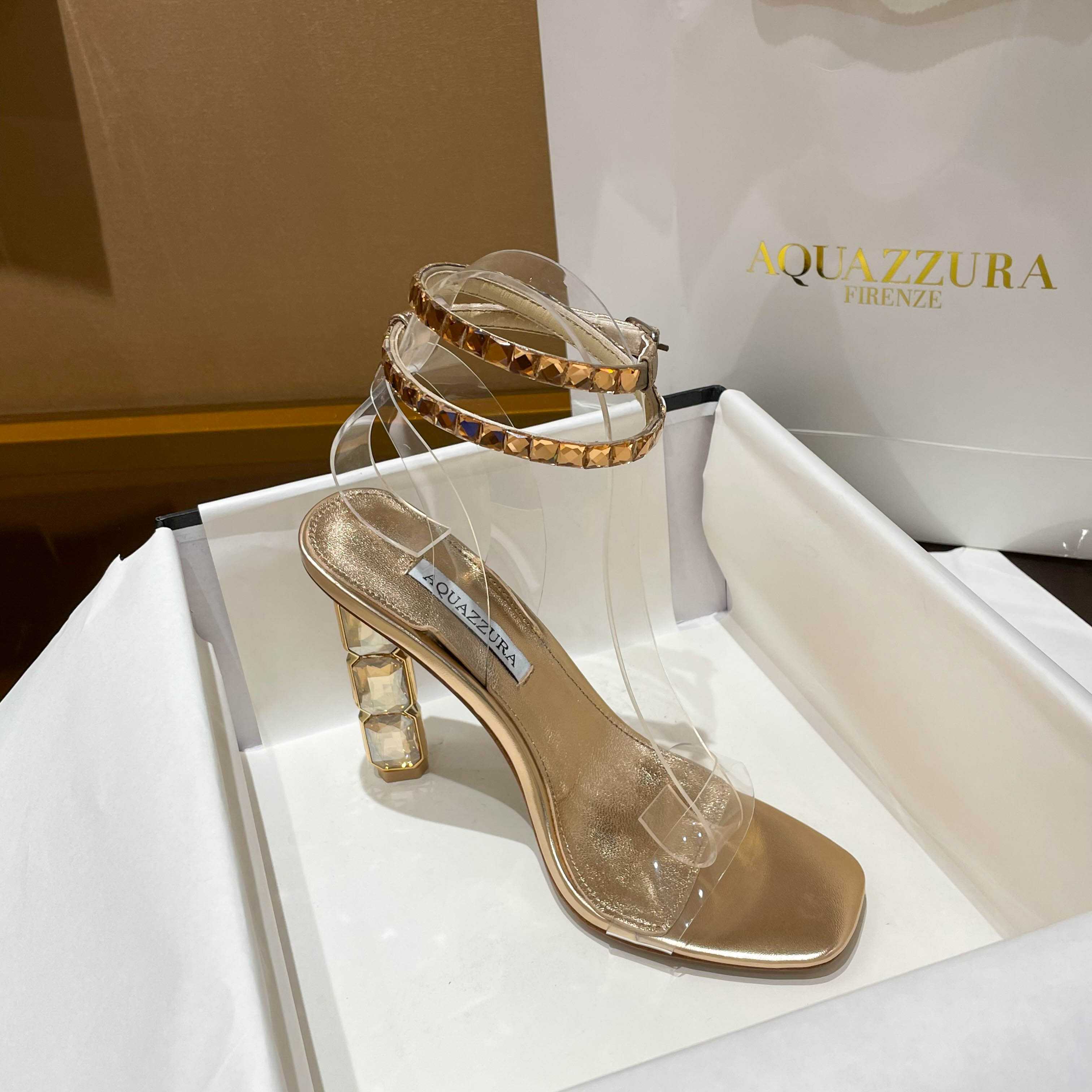 Aquazzura Aura Plexi Sandal 105 - DesignerGu