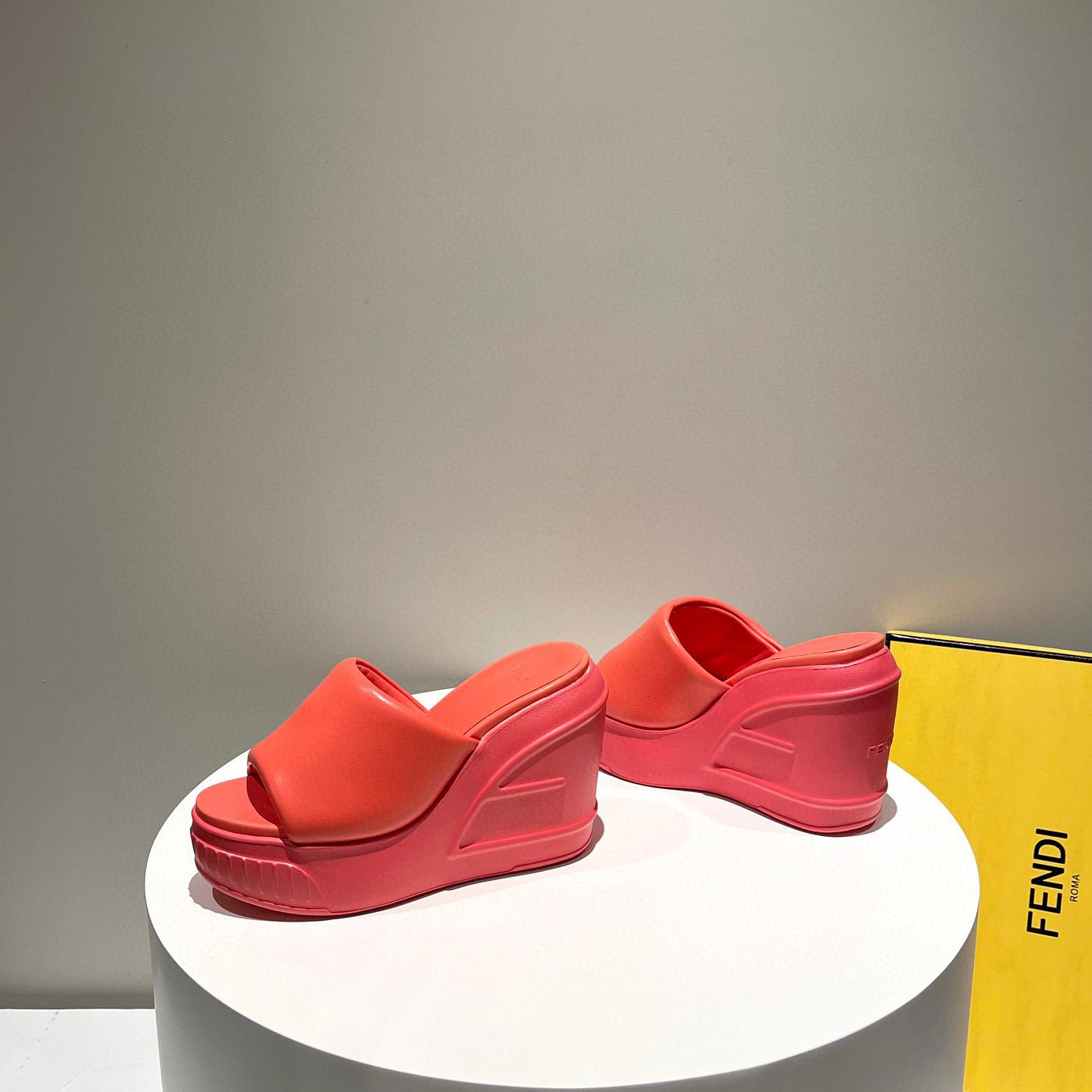 Fendi Fashion Show Red Nappa Leather Slides - DesignerGu