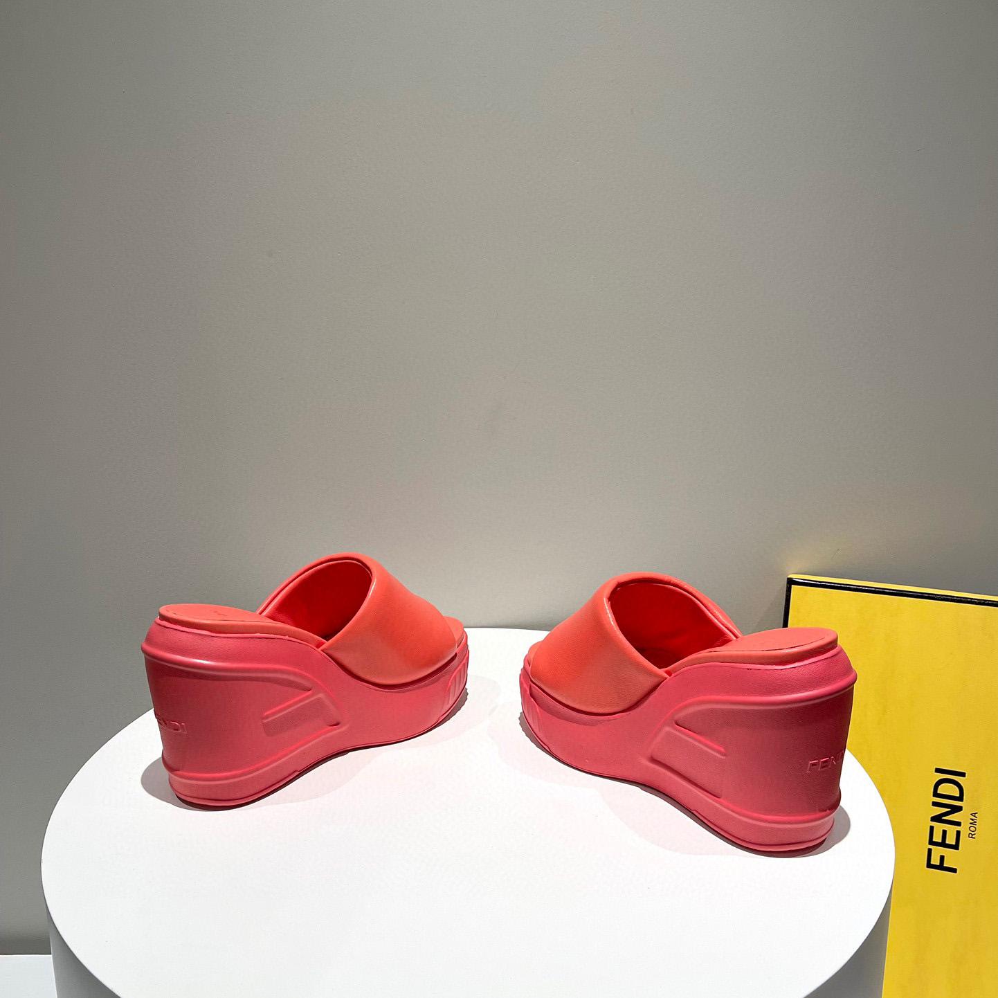 Fendi Fashion Show Red Nappa Leather Slides - DesignerGu