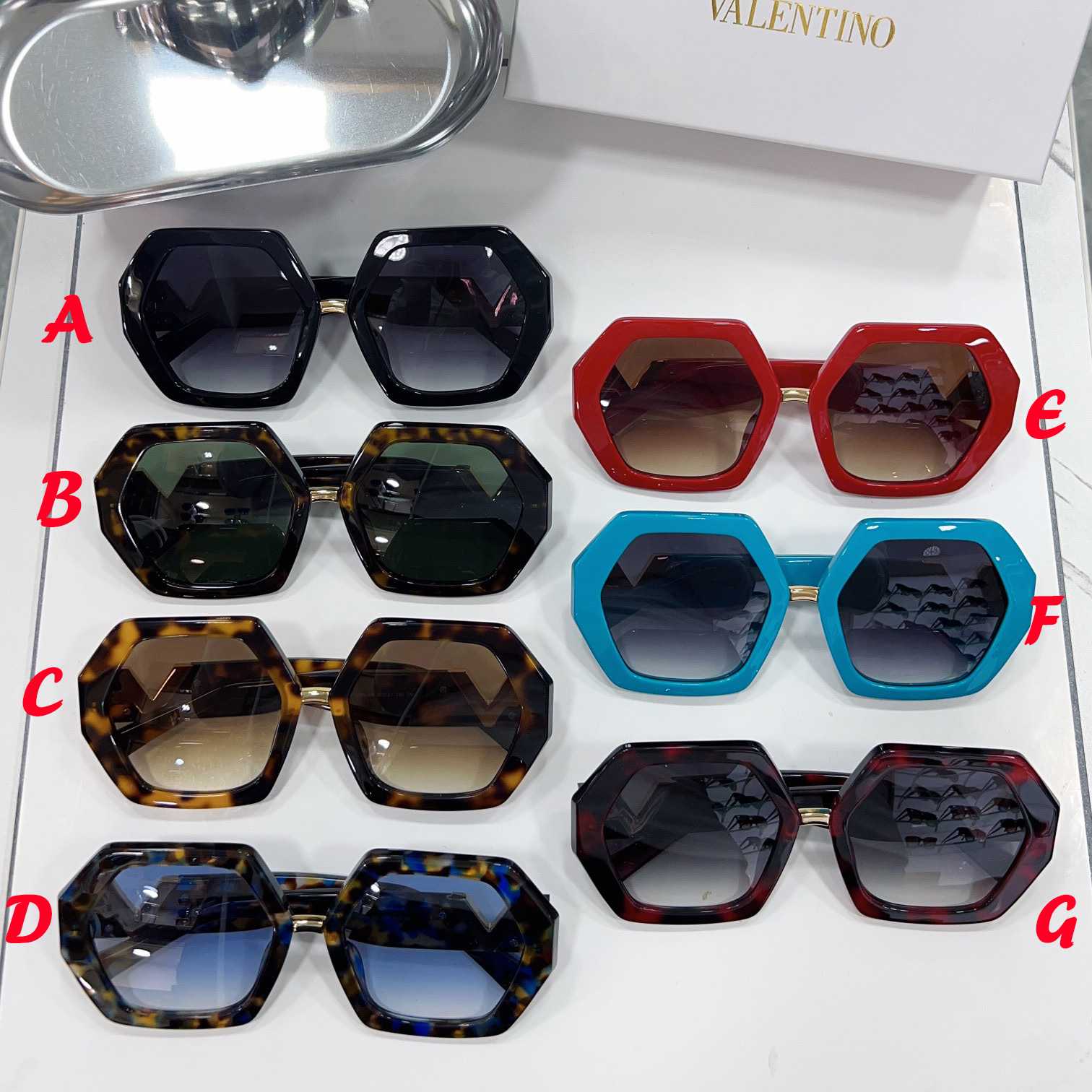 Valenti  VLOGO Hexagonal Oversized-frame Sunglasses  VA4053 - DesignerGu