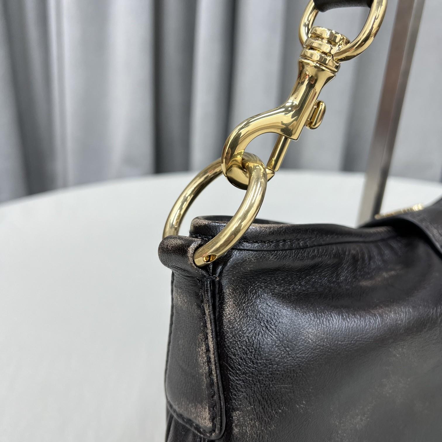 Miu Miu Leather Shoulder Bag With Snap Hook - DesignerGu