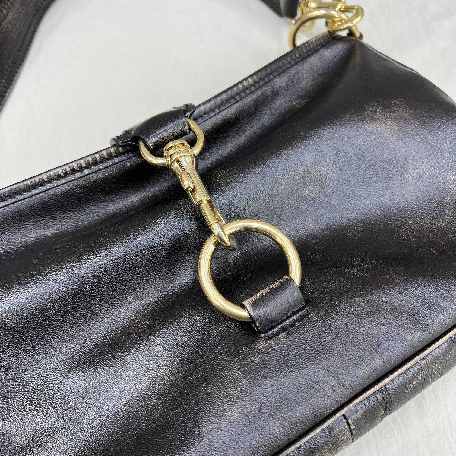 Miu Miu Leather Shoulder Bag With Snap Hook - DesignerGu