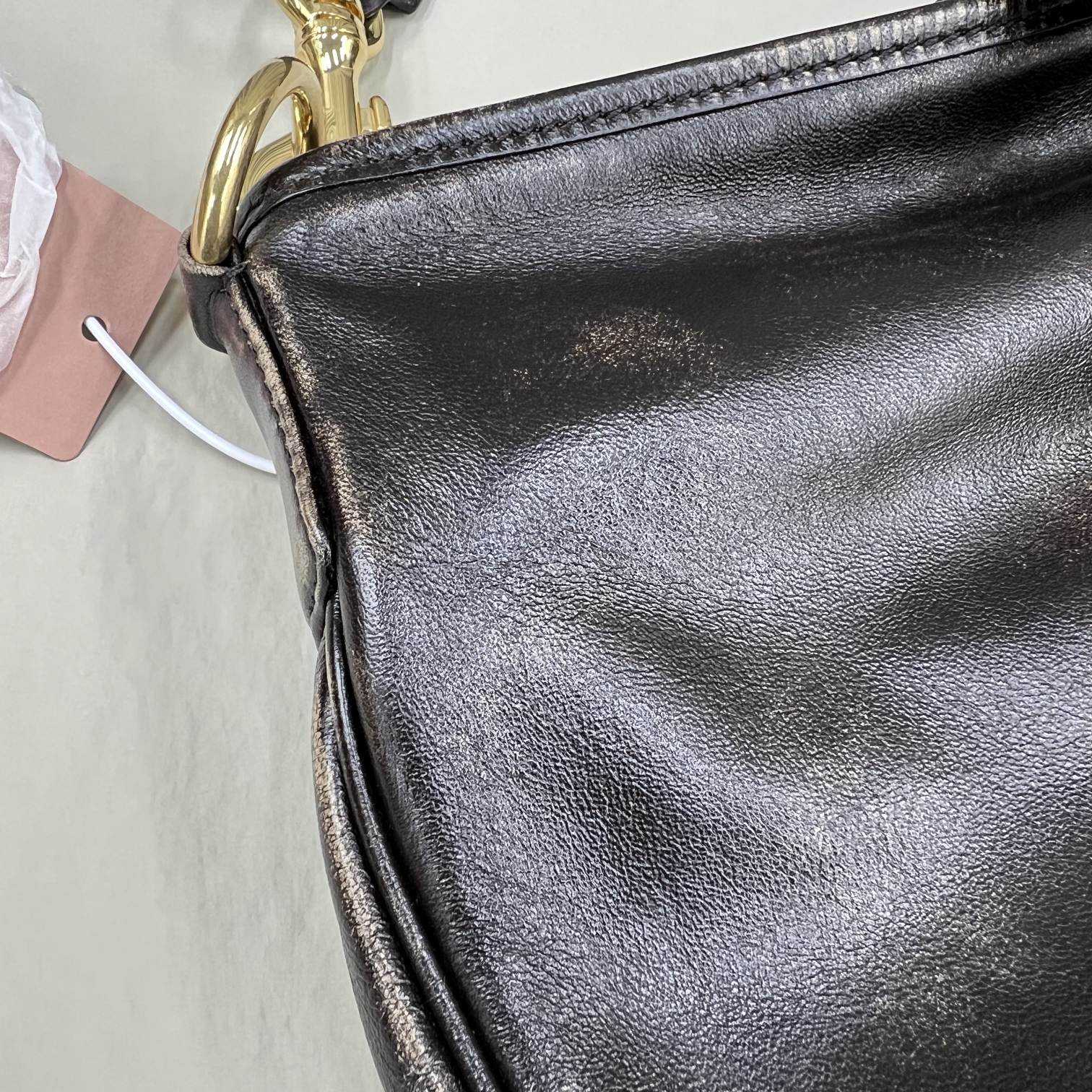 Miu Miu Leather Shoulder Bag With Snap Hook - DesignerGu