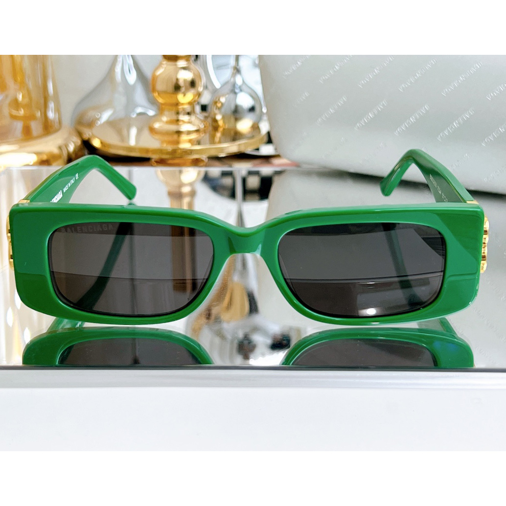 Balenciaga Dynasty Rectangle Sunglasses In Green    bb0096 - DesignerGu