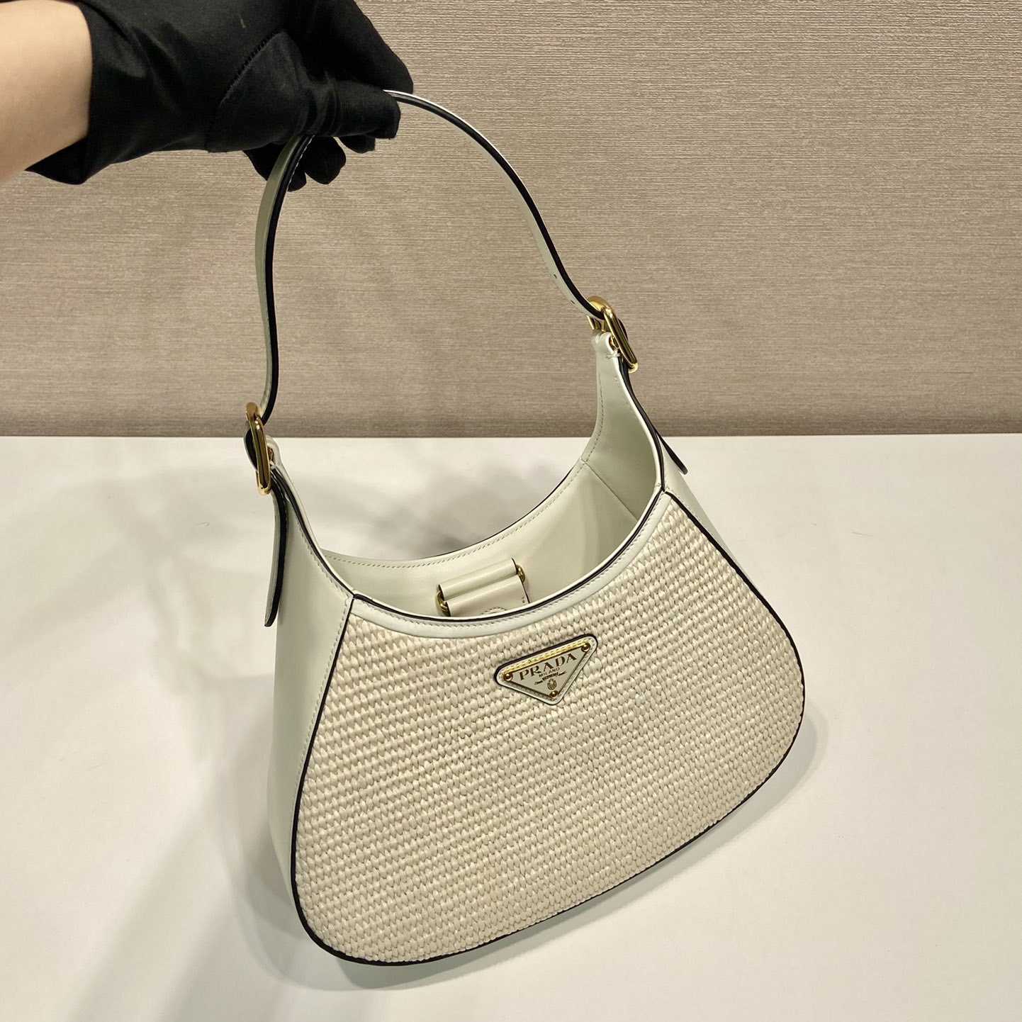 Prada Fabric And Leather Shoulder Bag - DesignerGu