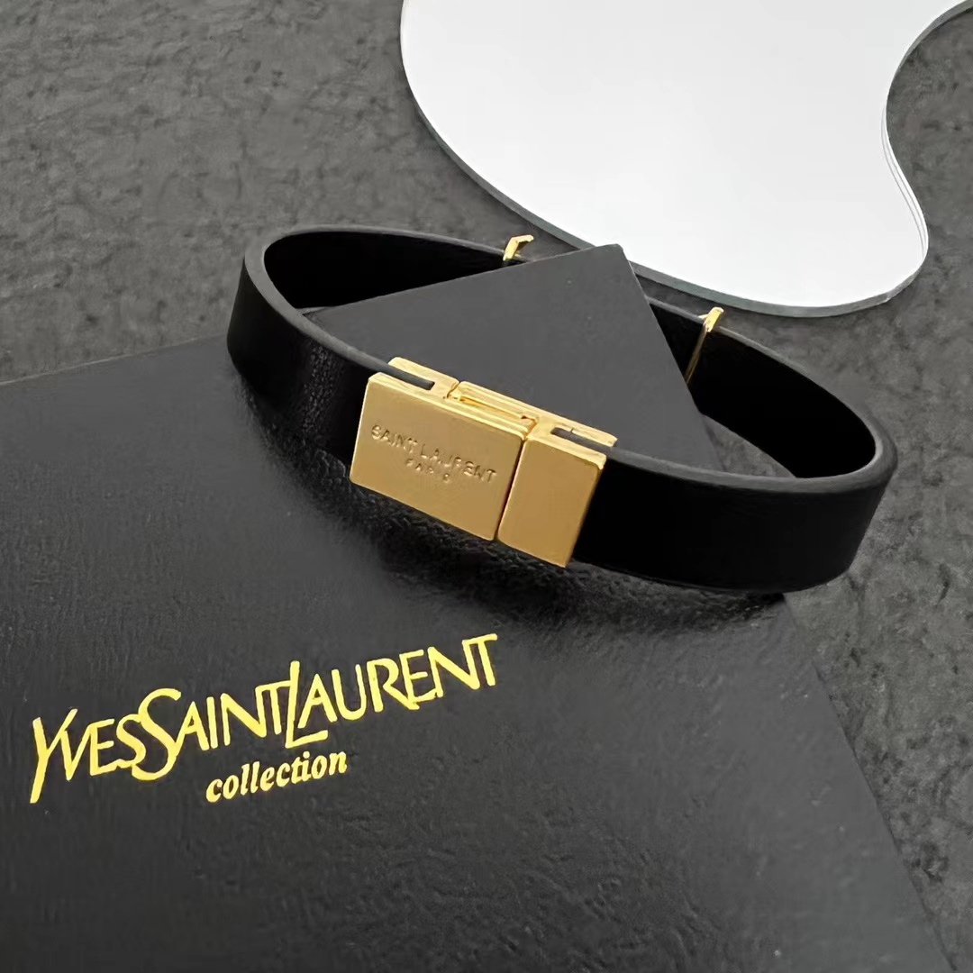 Saint Laurent Leather Bracelet - DesignerGu