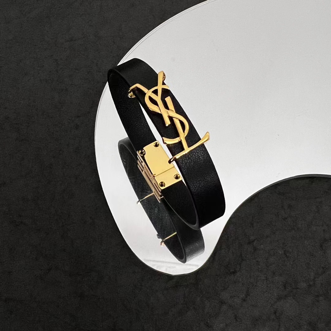 Saint Laurent Leather Bracelet - DesignerGu