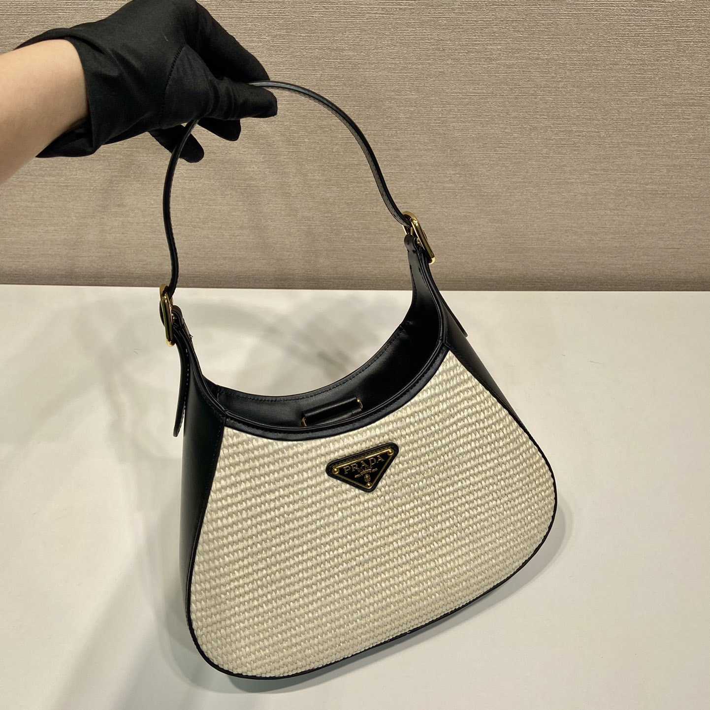 Prada Fabric And Leather Shoulder Bag - DesignerGu