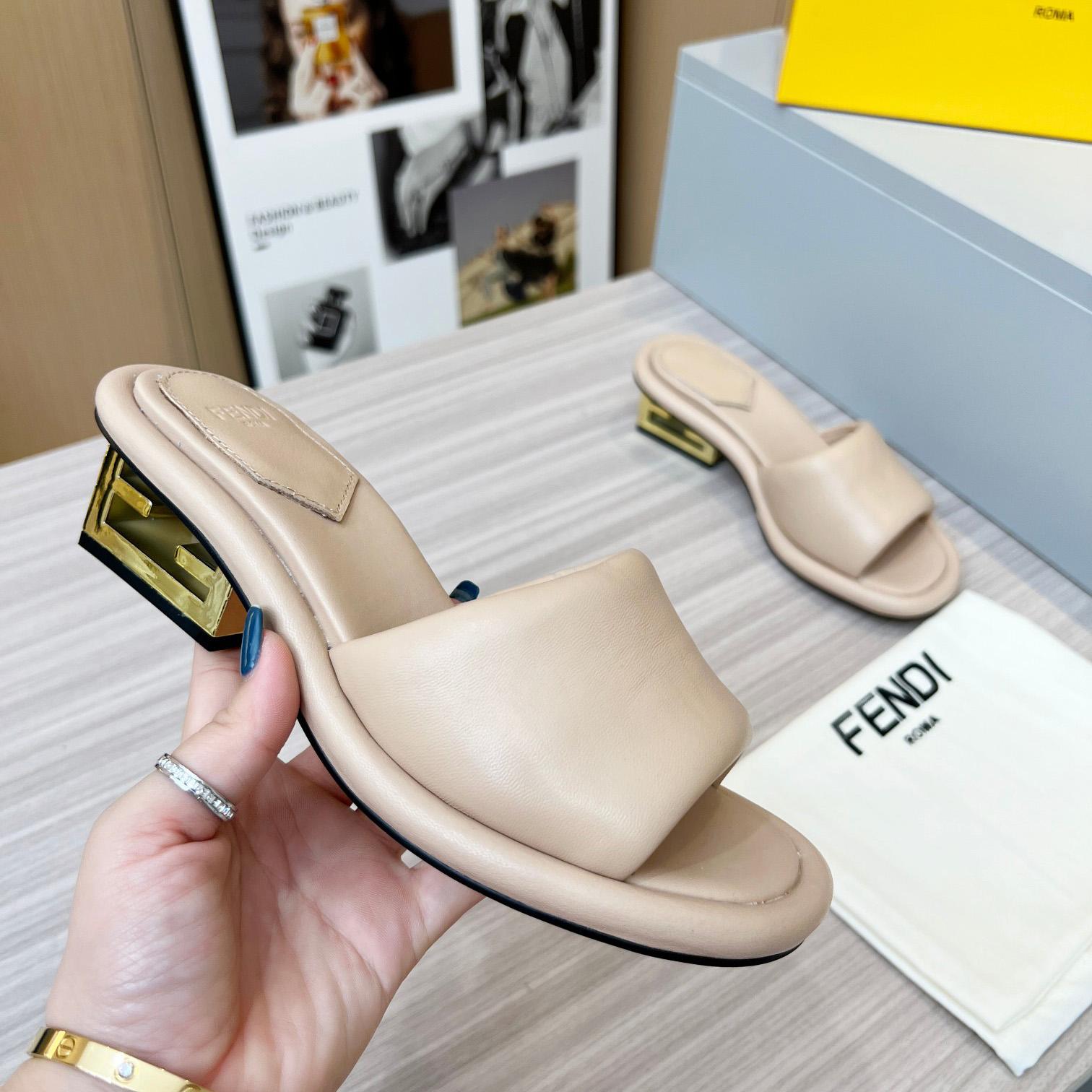 Fendi Baguette Beige Nappa Leather Slides - DesignerGu